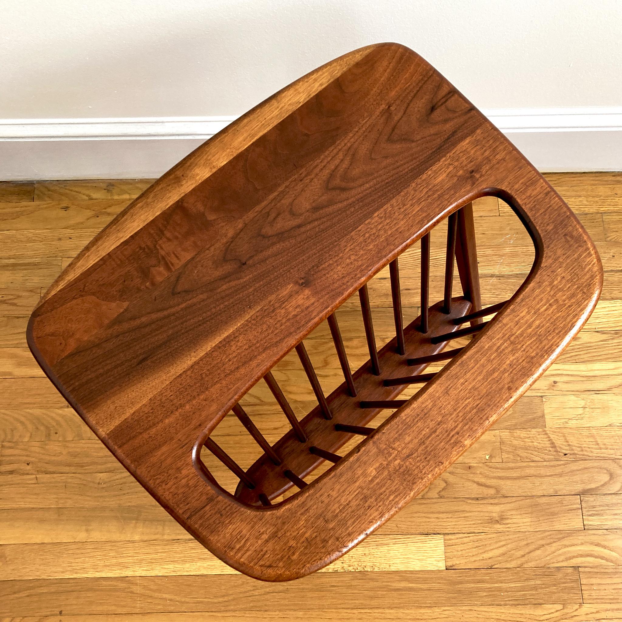 Teak Arthur Umanoff Petite Walnut Side Table with Magazine Rack, 1960s