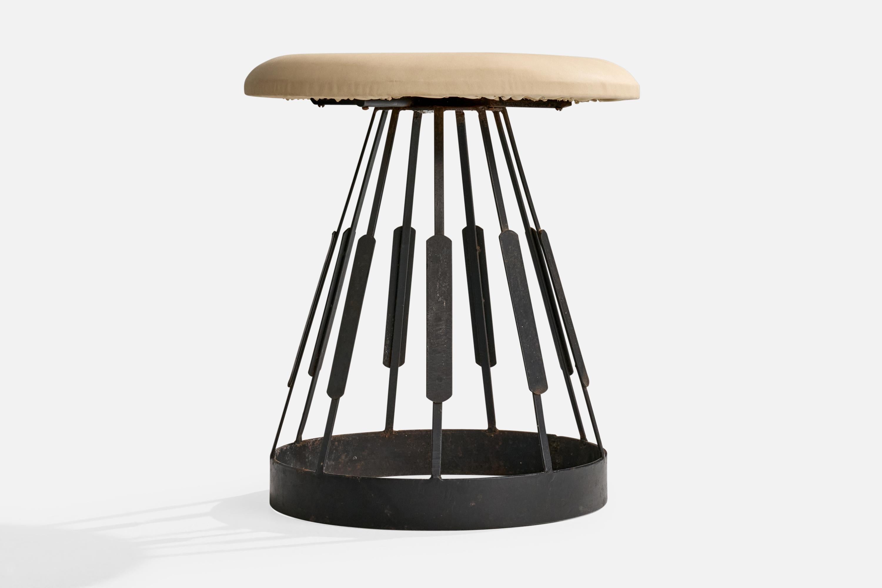 Arthur Umanoff, Taburetes, Hierro, Cuero, EE.UU., 1968 en Bueno estado para la venta en High Point, NC