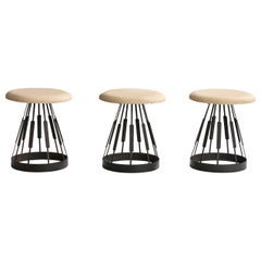Arthur Umanoff, Stools, Iron, Leather, USA, 1968