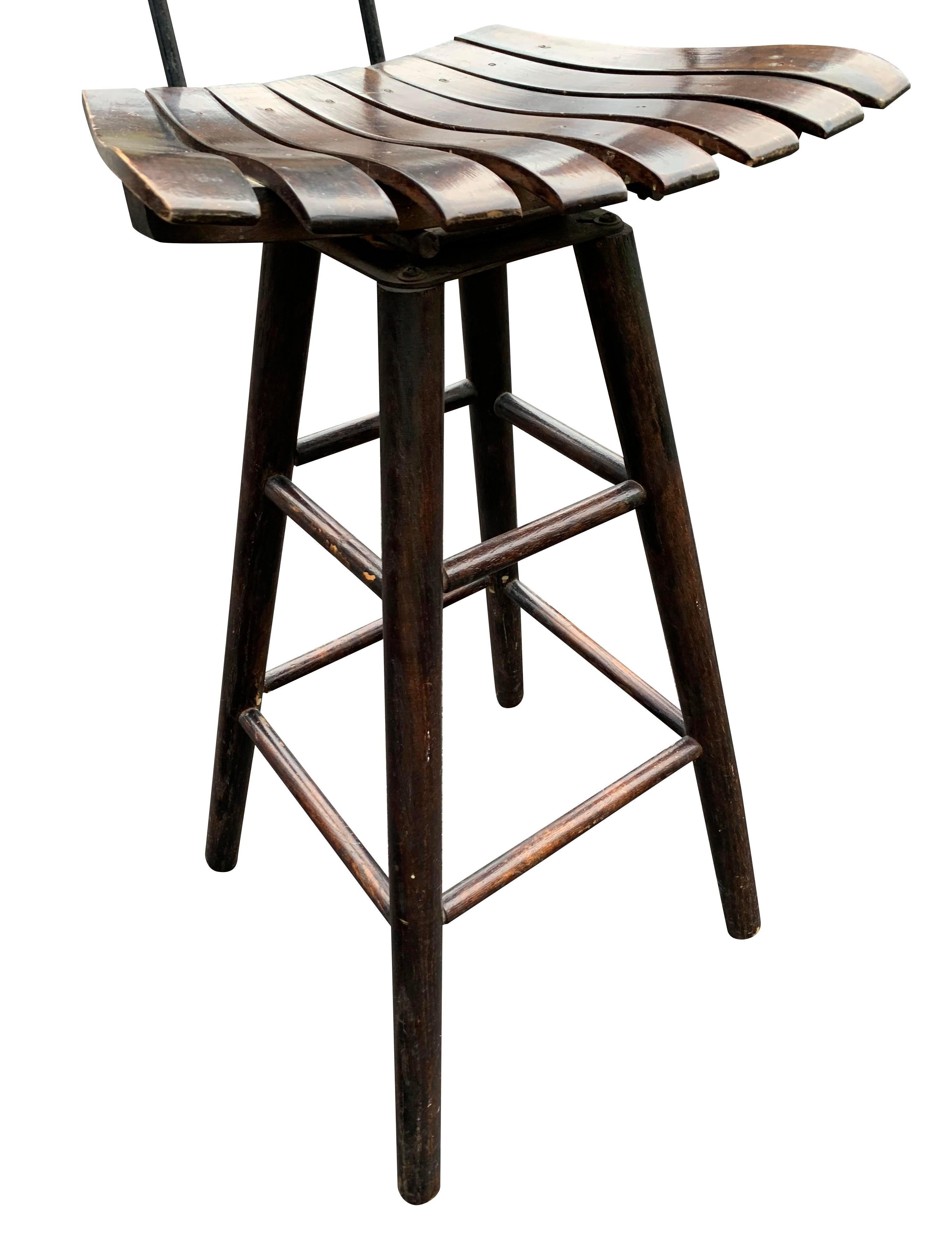 Late 20th Century Arthur Umanoff Style Mid Century Modern Swivel Bar or Counter Stools- Set of 4 For Sale
