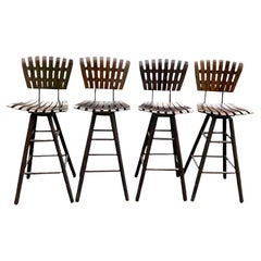 Arthur Umanoff Style Mid Century Modern Swivel Bar or Counter Stools- Set of 4