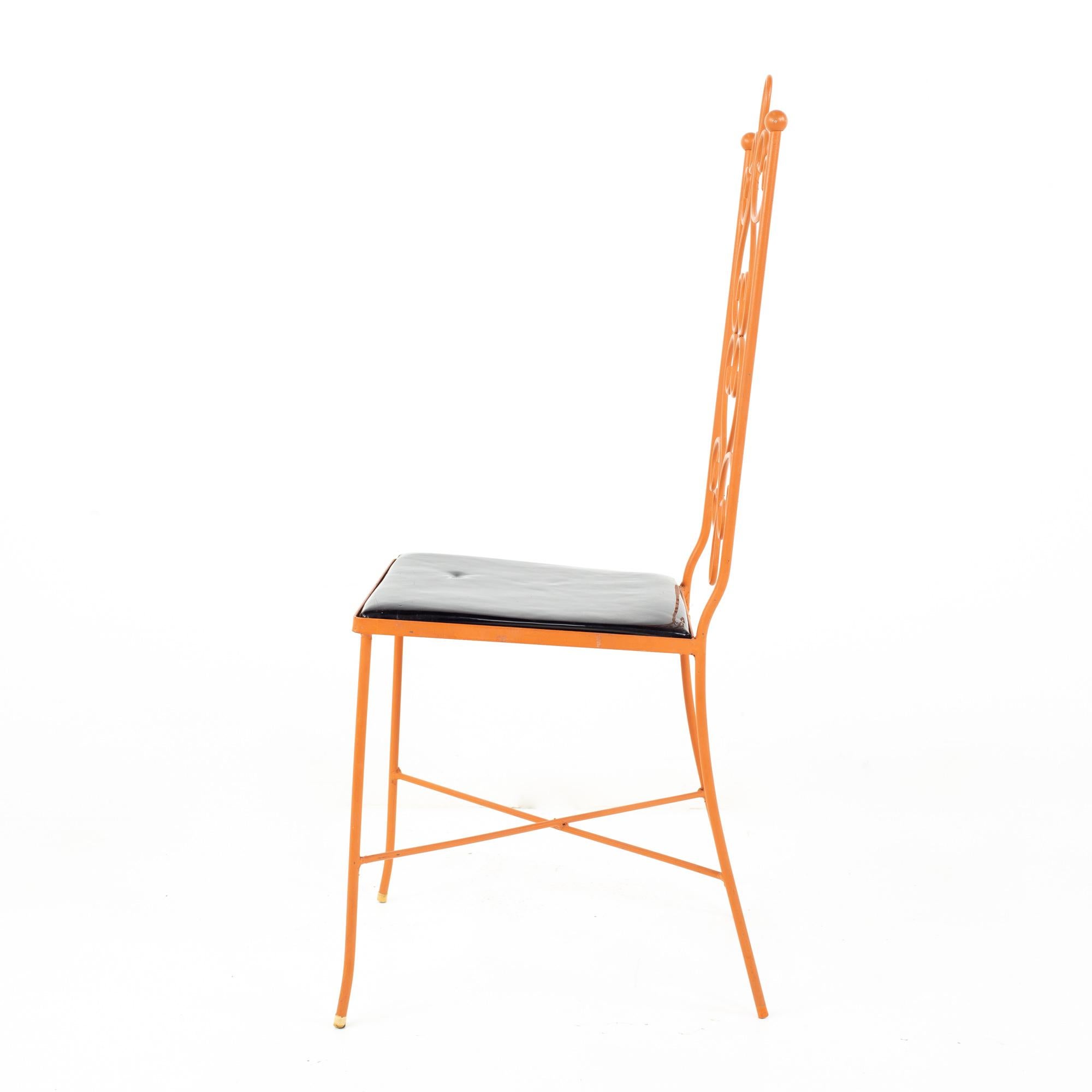 Arthur Umanoff Style Mid Century Orange Metal Dining Chairs, Set of 4 For Sale 2