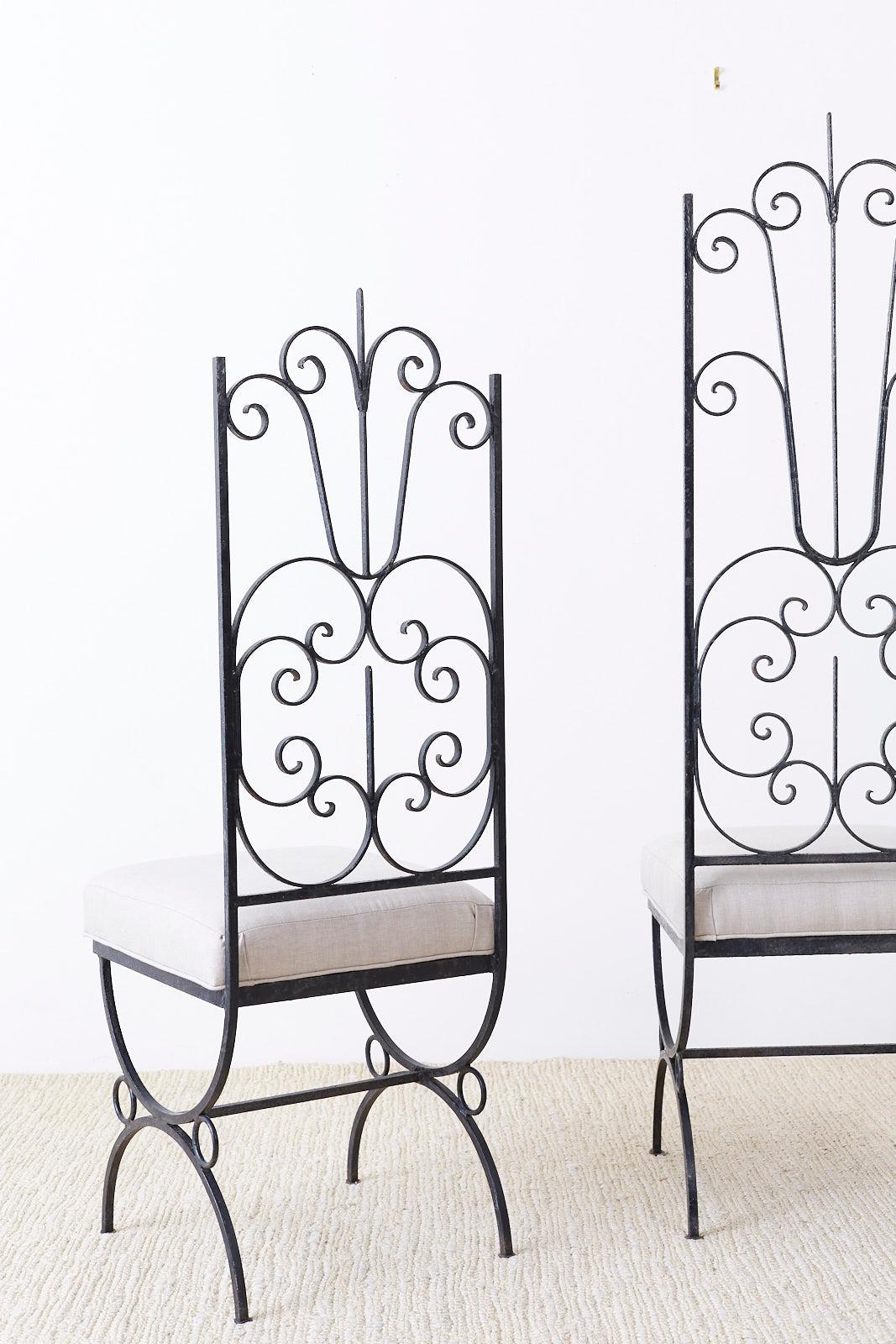 Arthur Umanoff Style Spanish Revival High Back Chairs 6