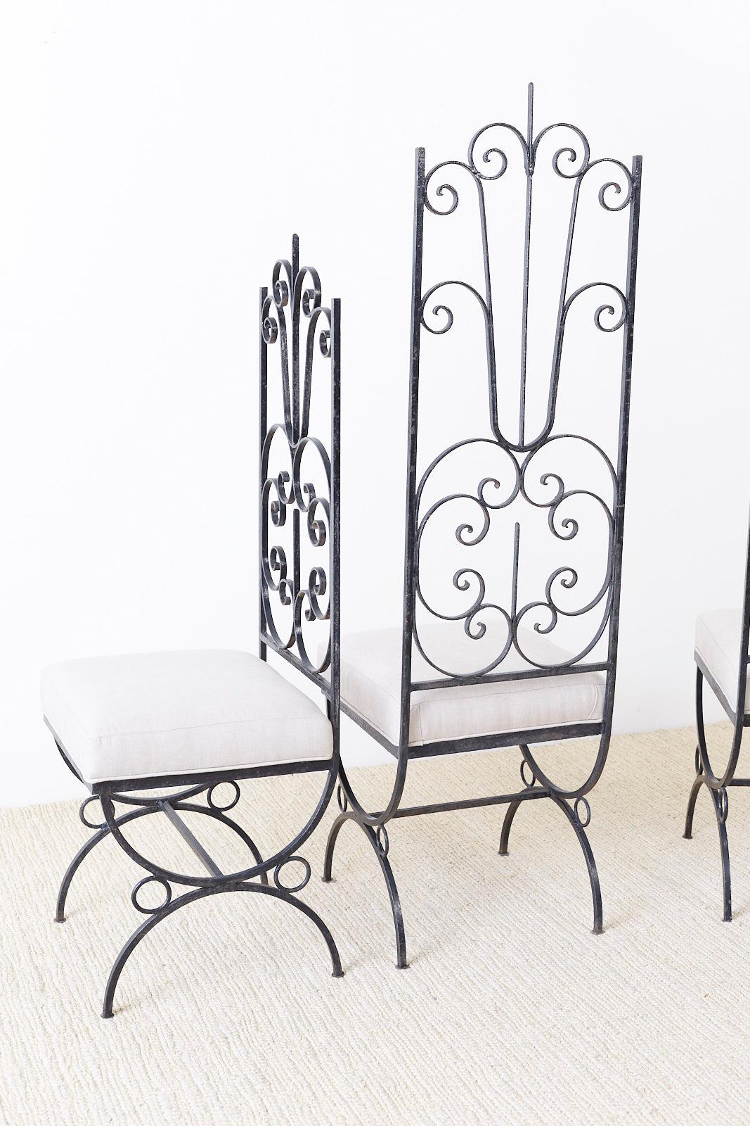 Arthur Umanoff Style Spanish Revival High Back Chairs 11
