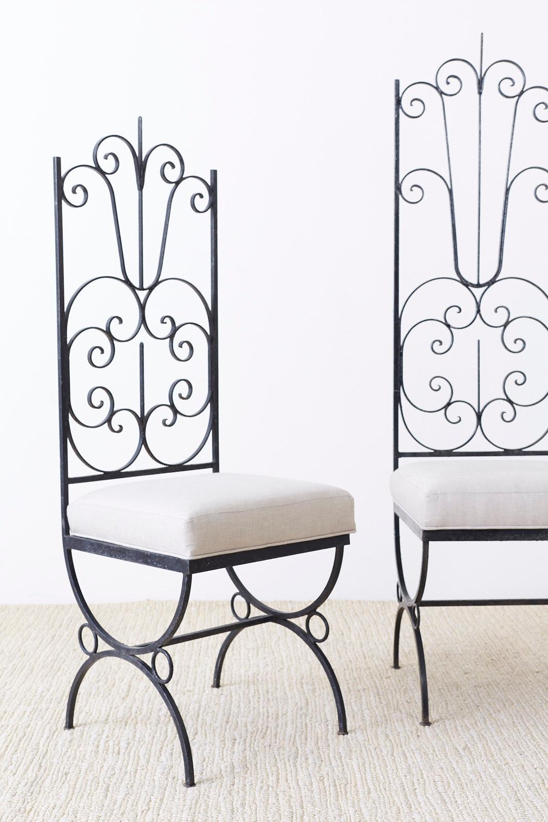 Mid-Century Modern Arthur Umanoff Style Spanish Revival High Back Chairs