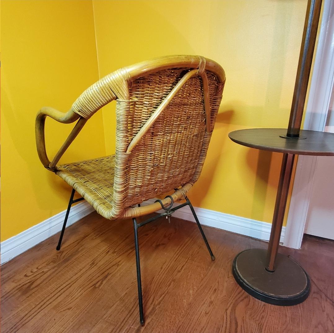 Wicker Arthur Umanoff Style Vintage Basket Chair For Sale