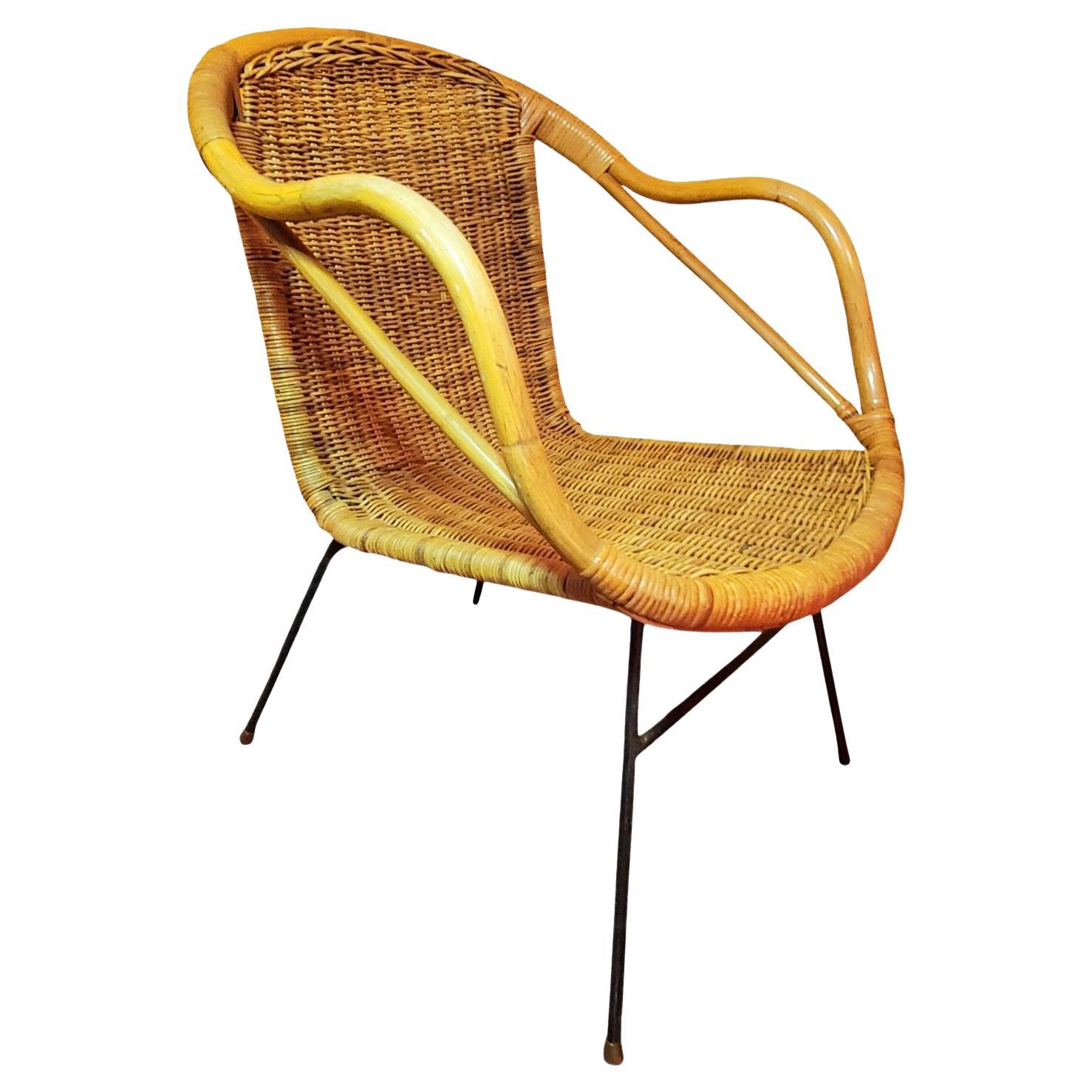 Arthur Umanoff Style Vintage Basket Chair For Sale