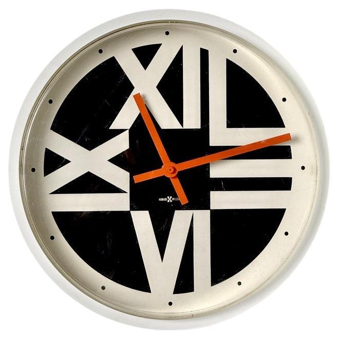 Arthur Umanoff Swing Timer Modernist Black and White Clock Howard Miller 1970s For Sale