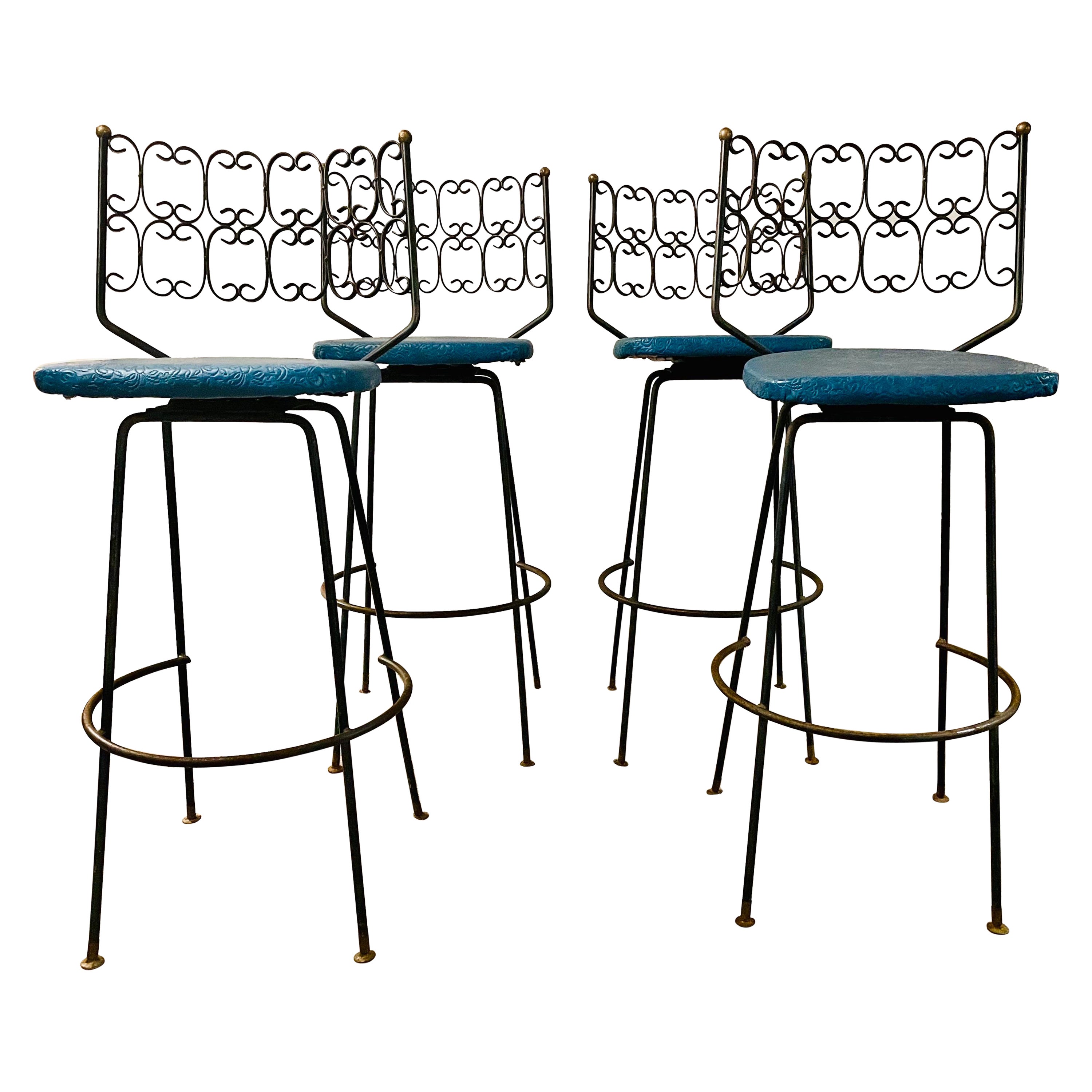 Arthur Umanoff Swivel Bar Stools-A Set of 4 For Sale