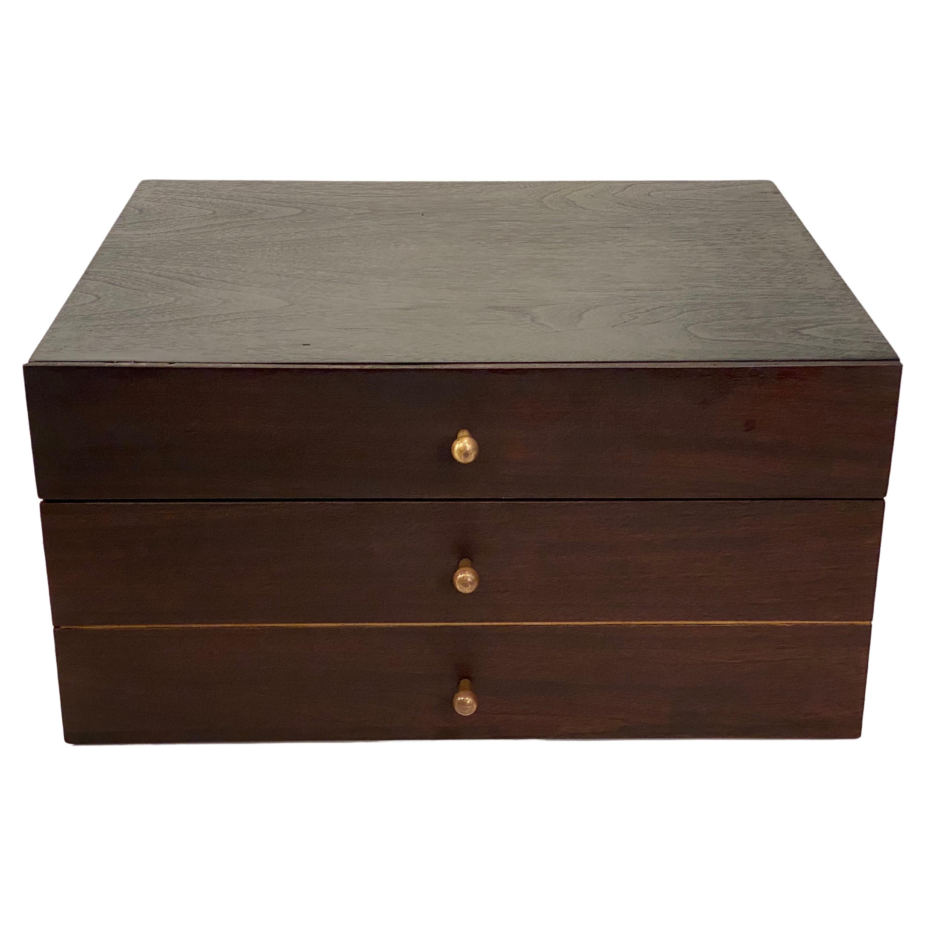 Arthur Umanoff Two Drawer Walnut Cabinet for Elton For Sale