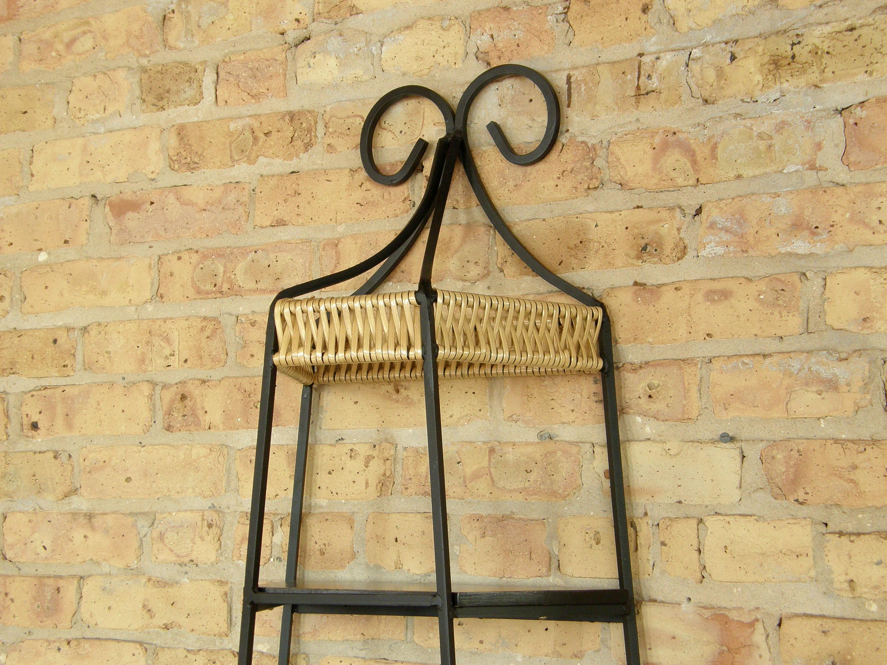 Arthur Umanoff Wall Mounted Shelf Unit for Shaver Howard with Wrought Iron Frame In Good Condition In Chicago, IL
