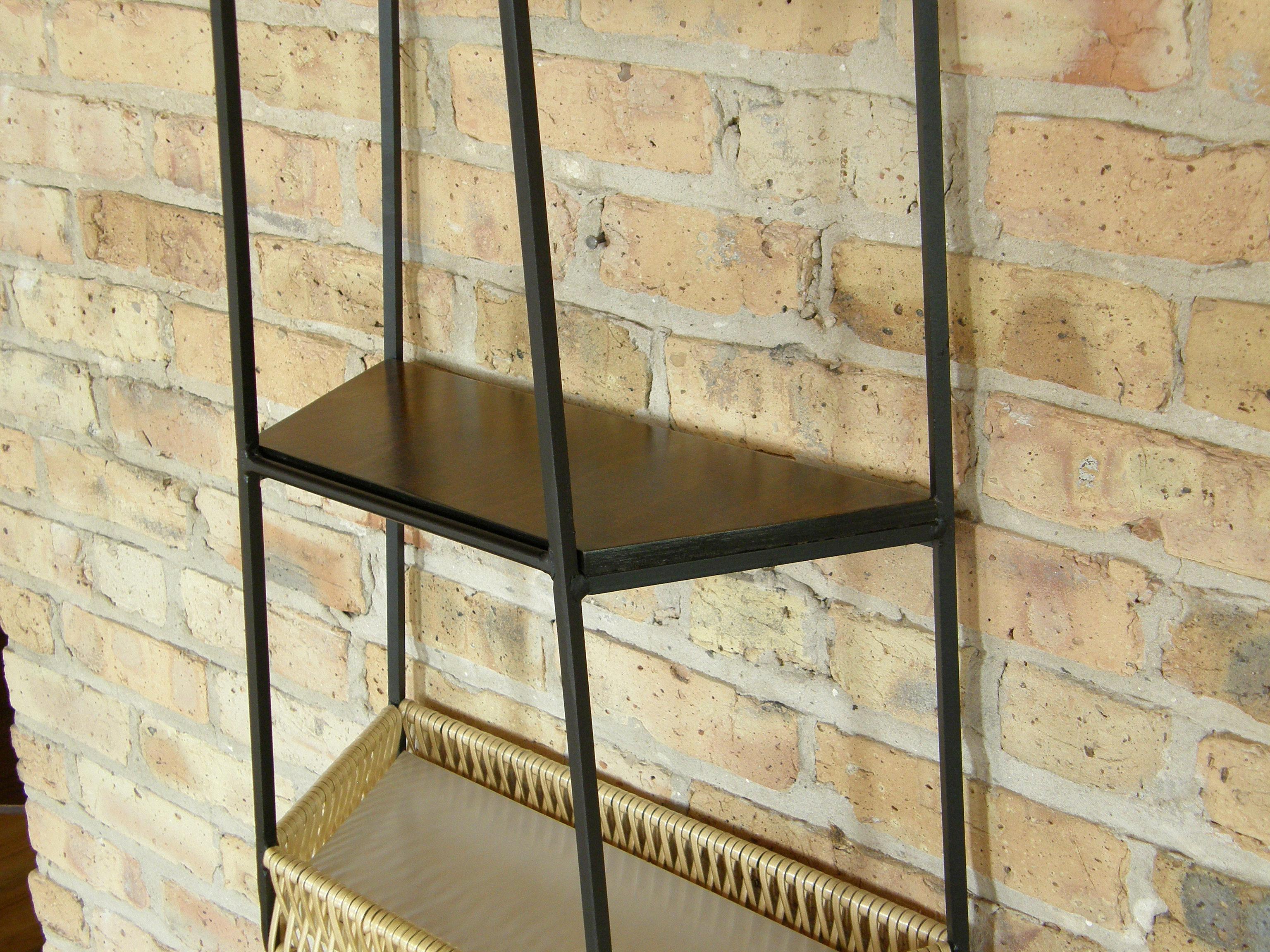 Mid-20th Century Arthur Umanoff Wall Mounted Shelf Unit for Shaver Howard with Wrought Iron Frame