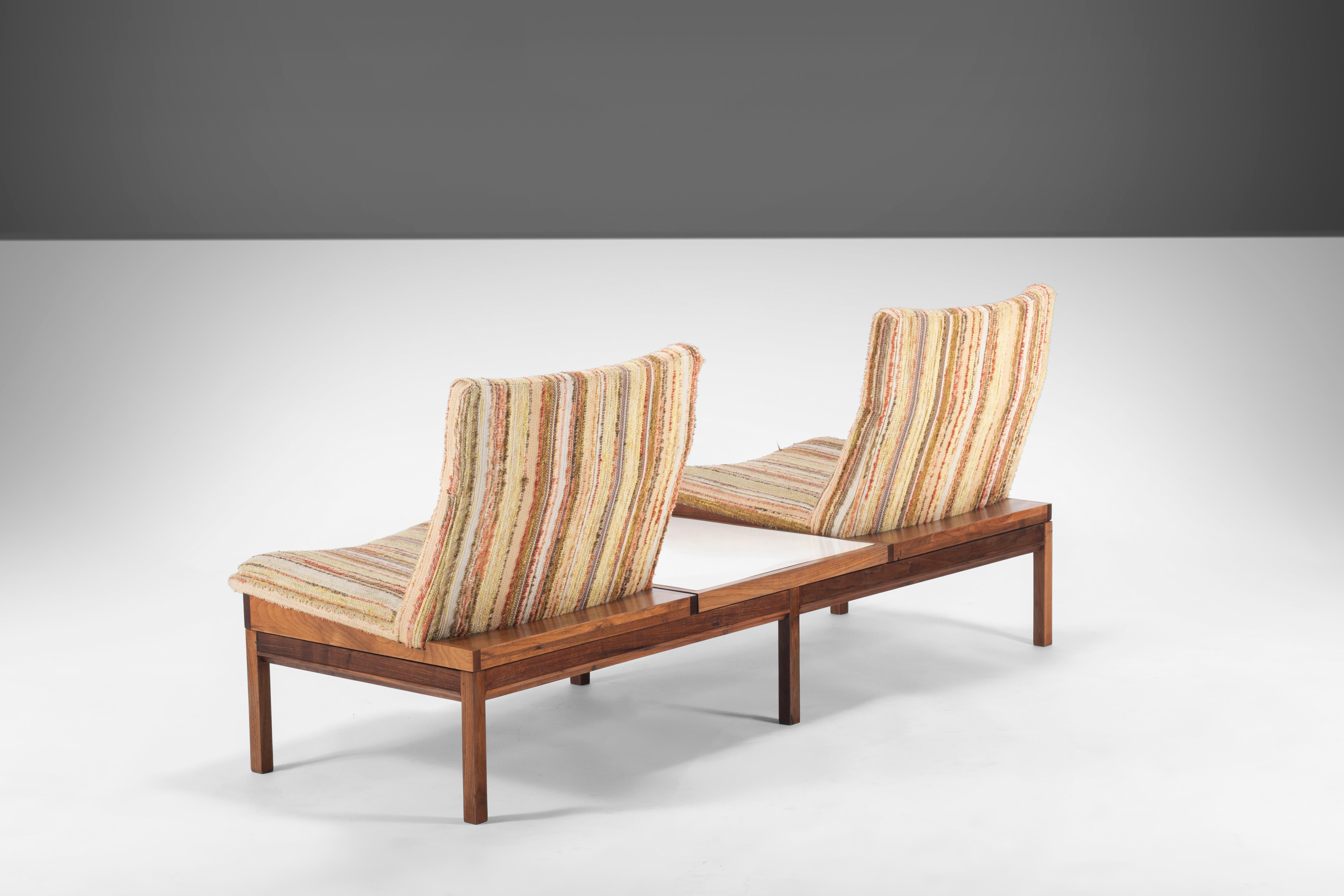 Mid-Century Modern Arthur Umanoff Walnut Bench Modular Sofa with Table for Madison Furniture, 1950s For Sale