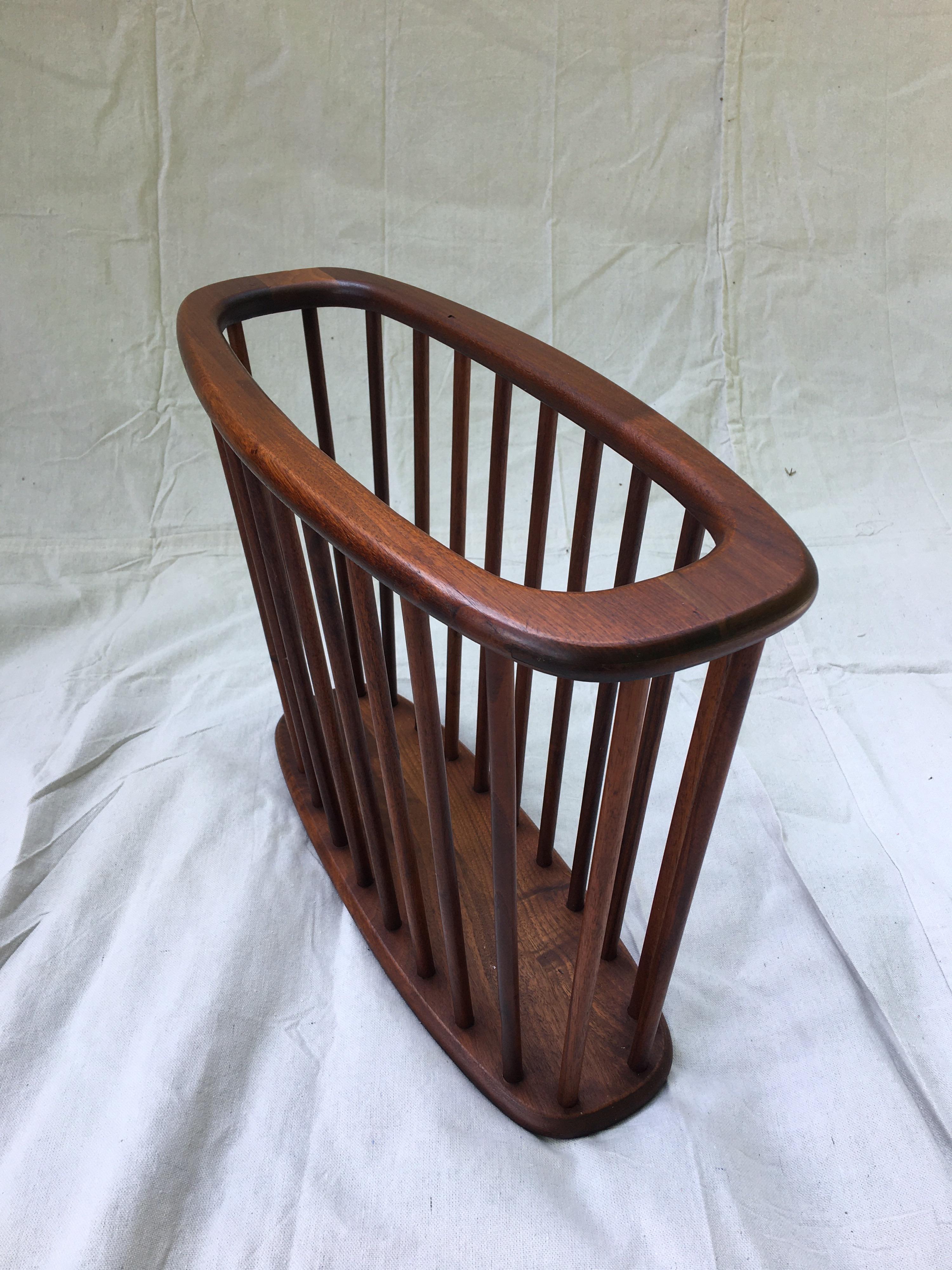 Arthur Umanoff walnut magazine rack/ holder. Perfect next to that modern chair!
