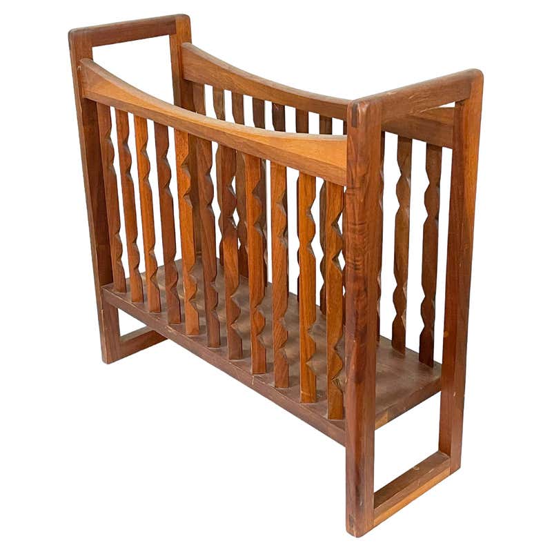 Mid Century Solid Walnut Spindle Magazine Rack Stand by Arthur Umanoff ...