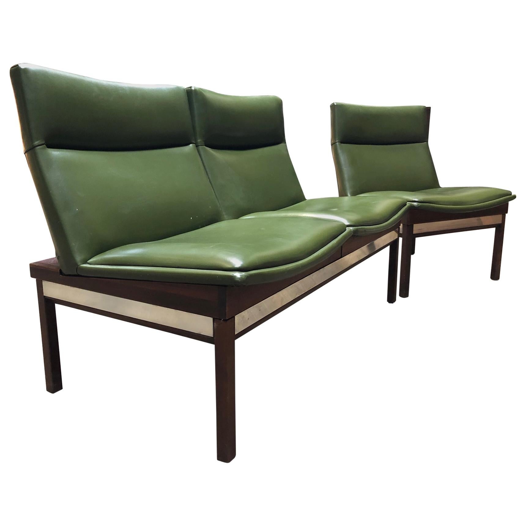 Arthur Umanoff Walnut Modular Sofa and Chair Set For Sale