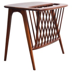 Arthur Umanoff Walnut Occasional Table with Magazine Rack