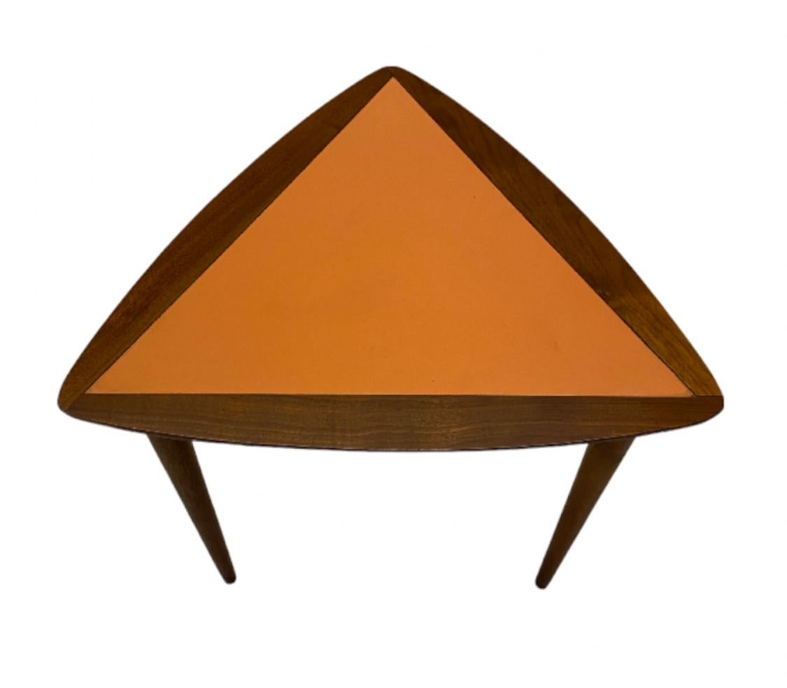 Mid-Century Modern Arthur Umanoff Walnut Triangular Side Table