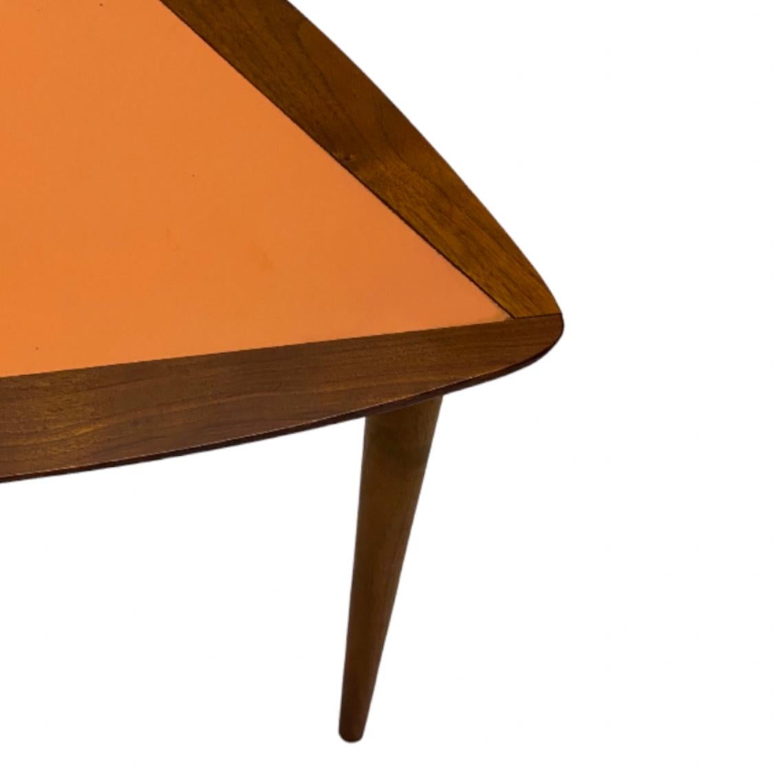 American Arthur Umanoff Walnut Triangular Side Table