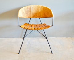 Chaise de capitaine en bois et en jonc Arthur Umanoff