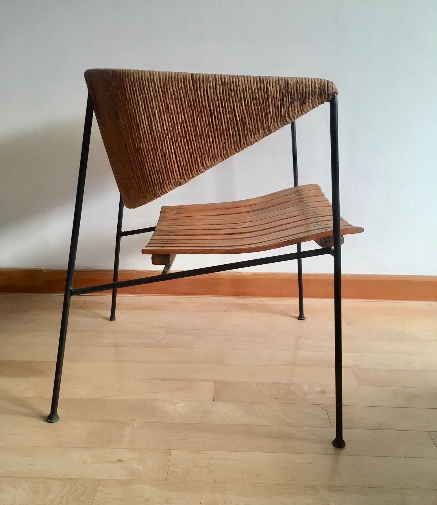 American Arthur Umanoff Wood and Rush Chair
