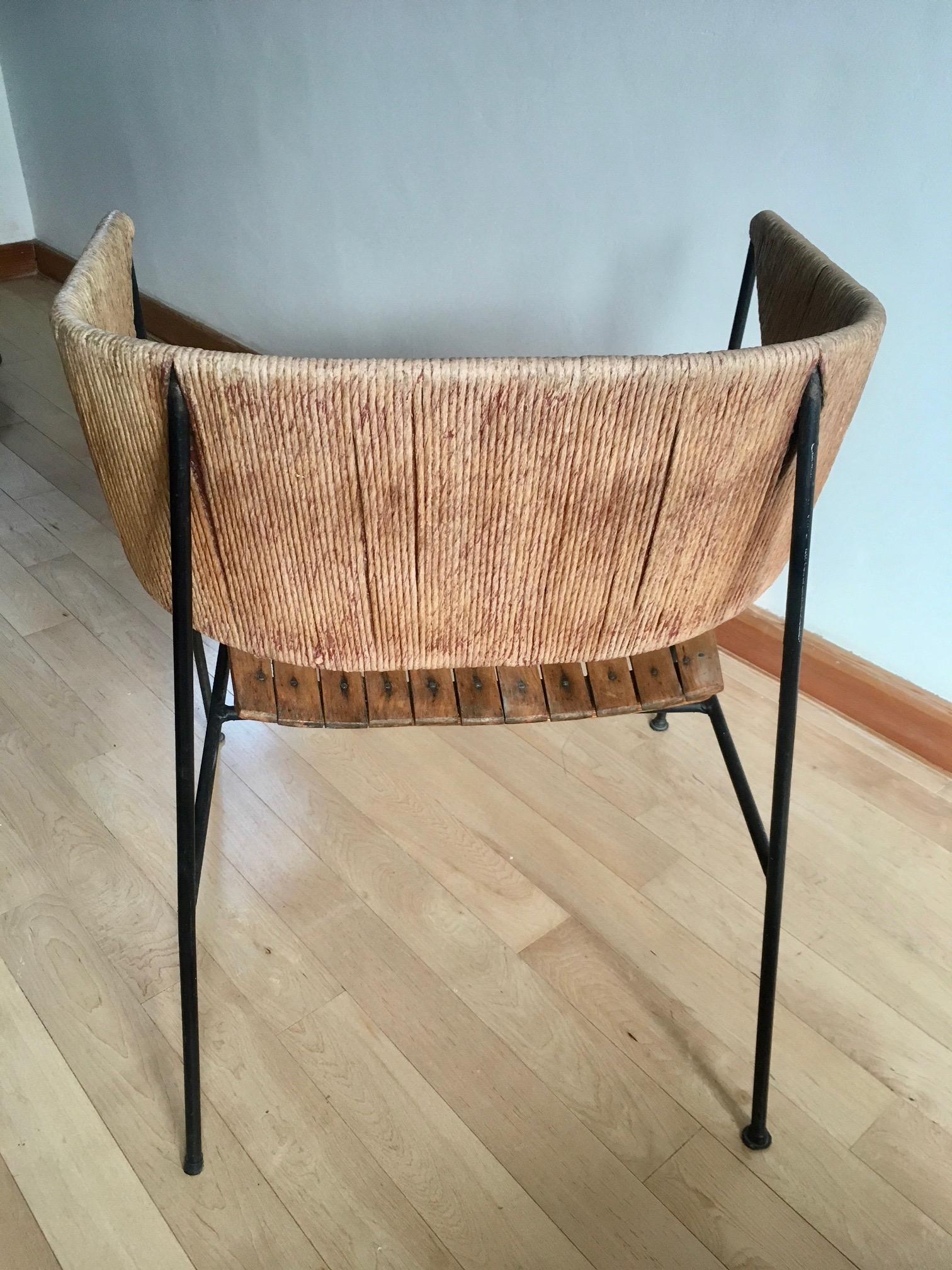 Arthur Umanoff Wood and Rush Chair In Good Condition In Los Angeles, CA