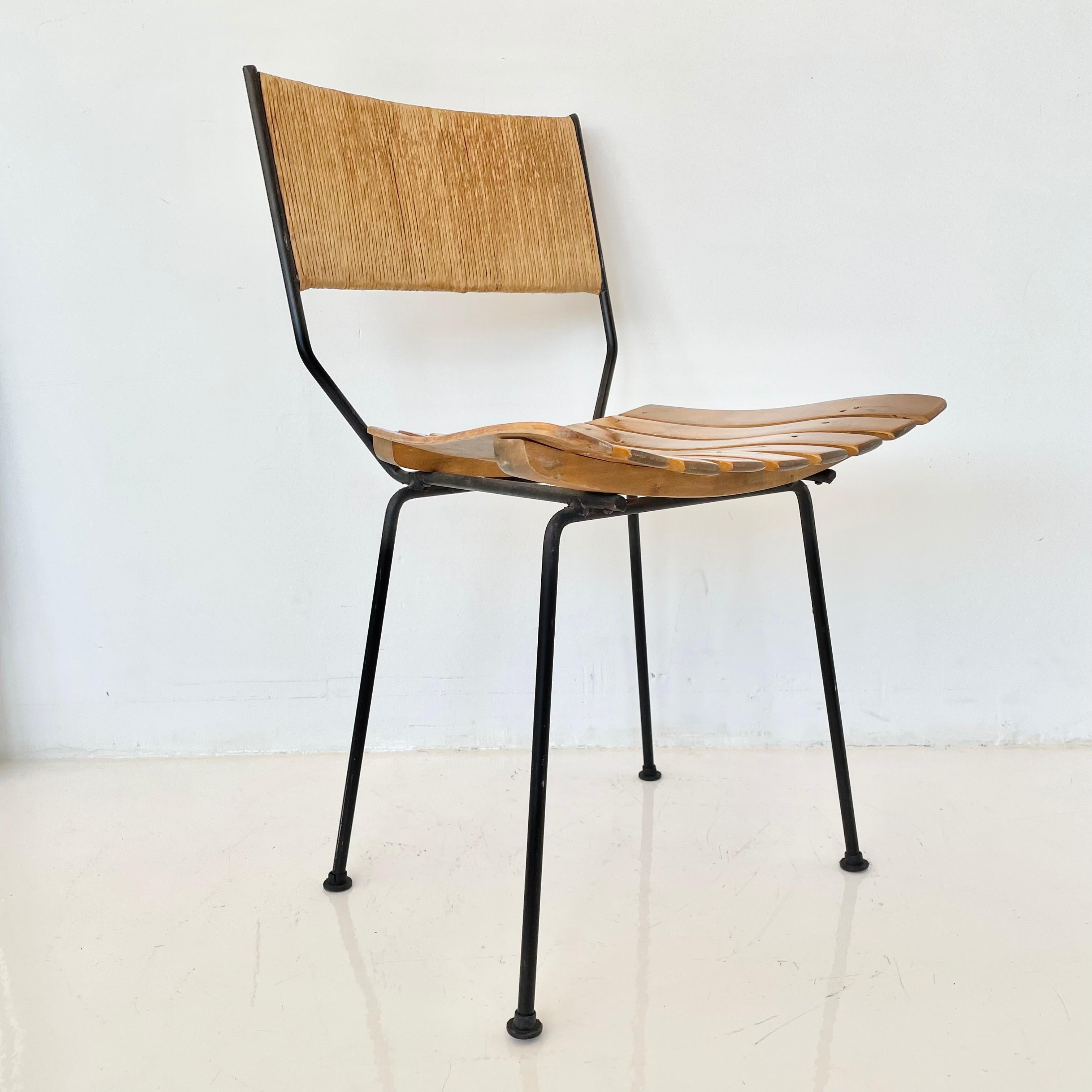 Arthur Umanoff Wood and Rush Chair In Good Condition For Sale In Los Angeles, CA