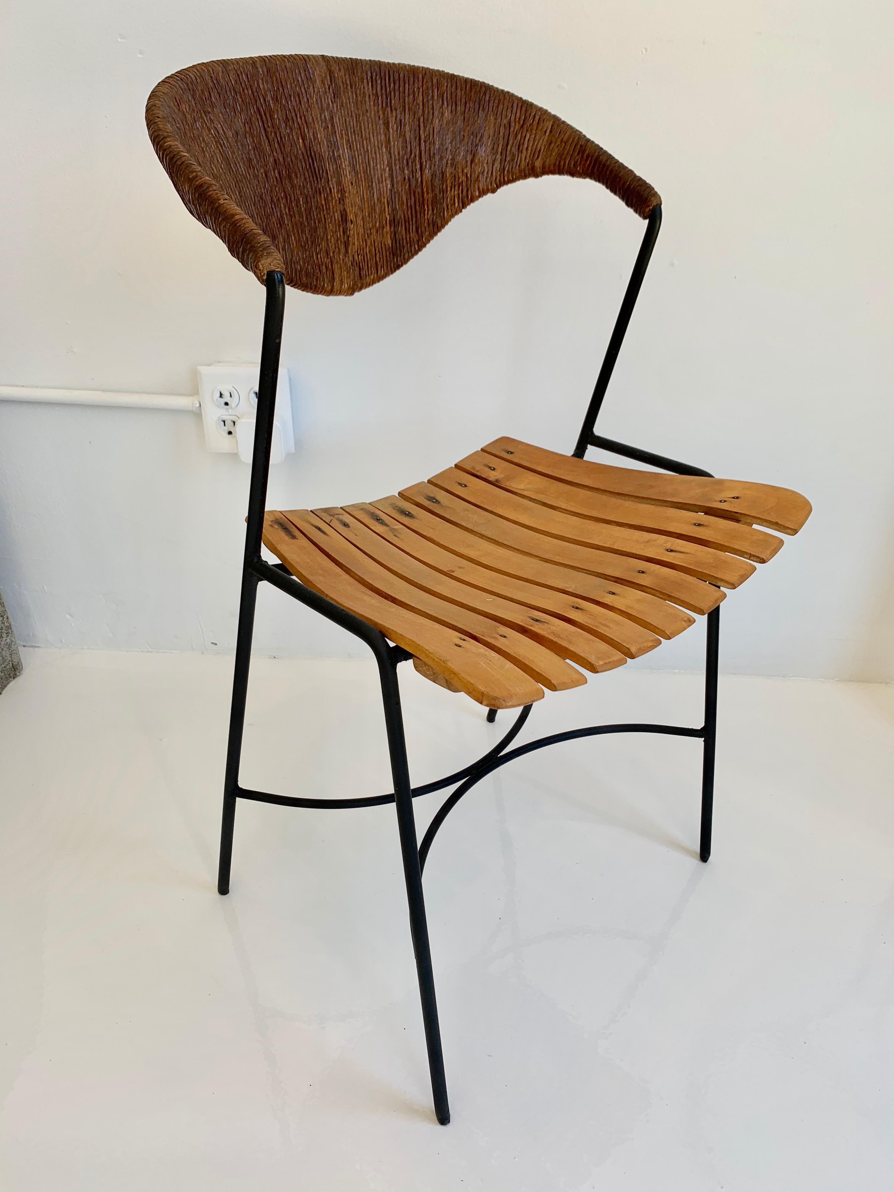Arthur Umanoff Wood and Rush Sculptural Chairs For Sale 2