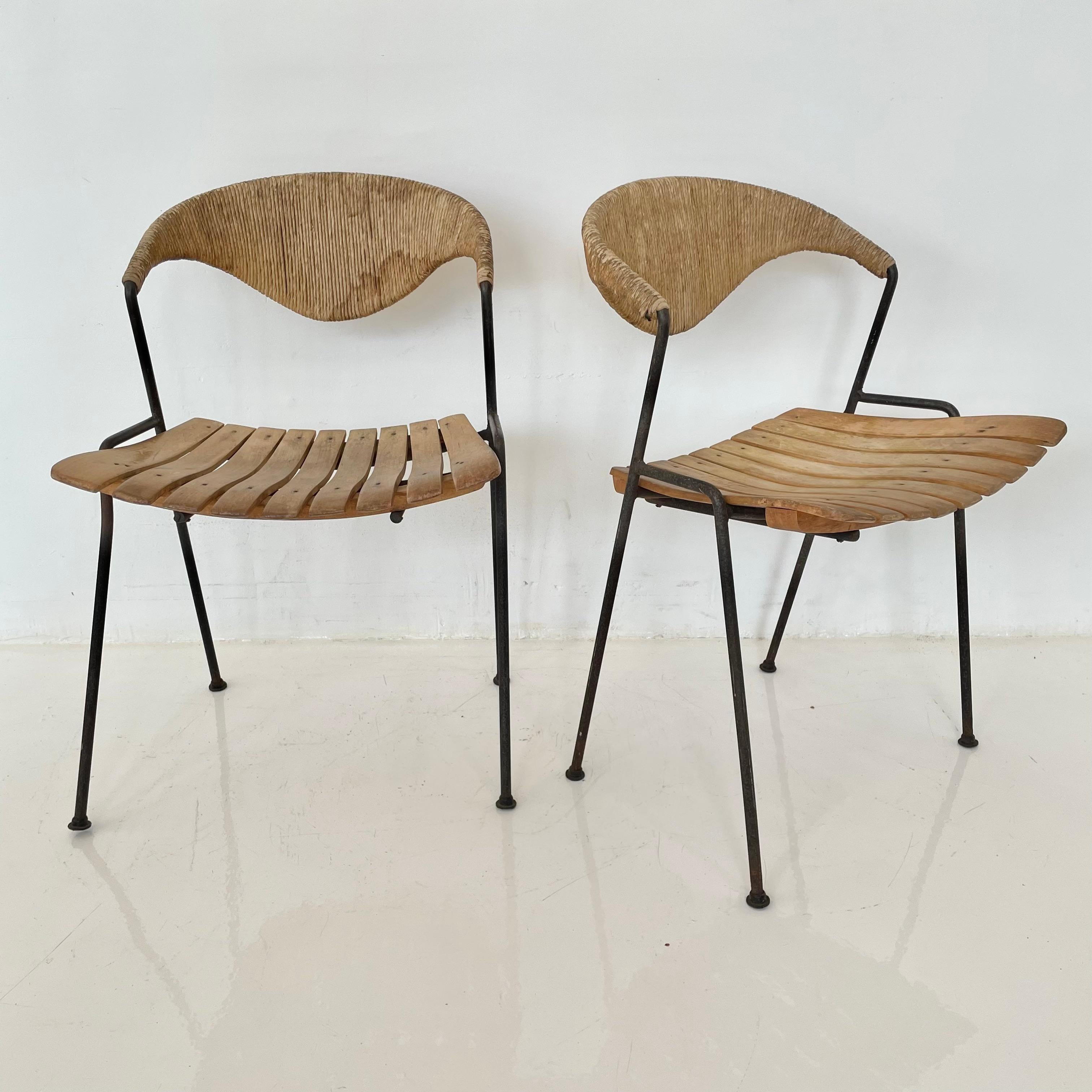 Arthur Umanoff Wood and Rush Sculptural Chairs For Sale 5