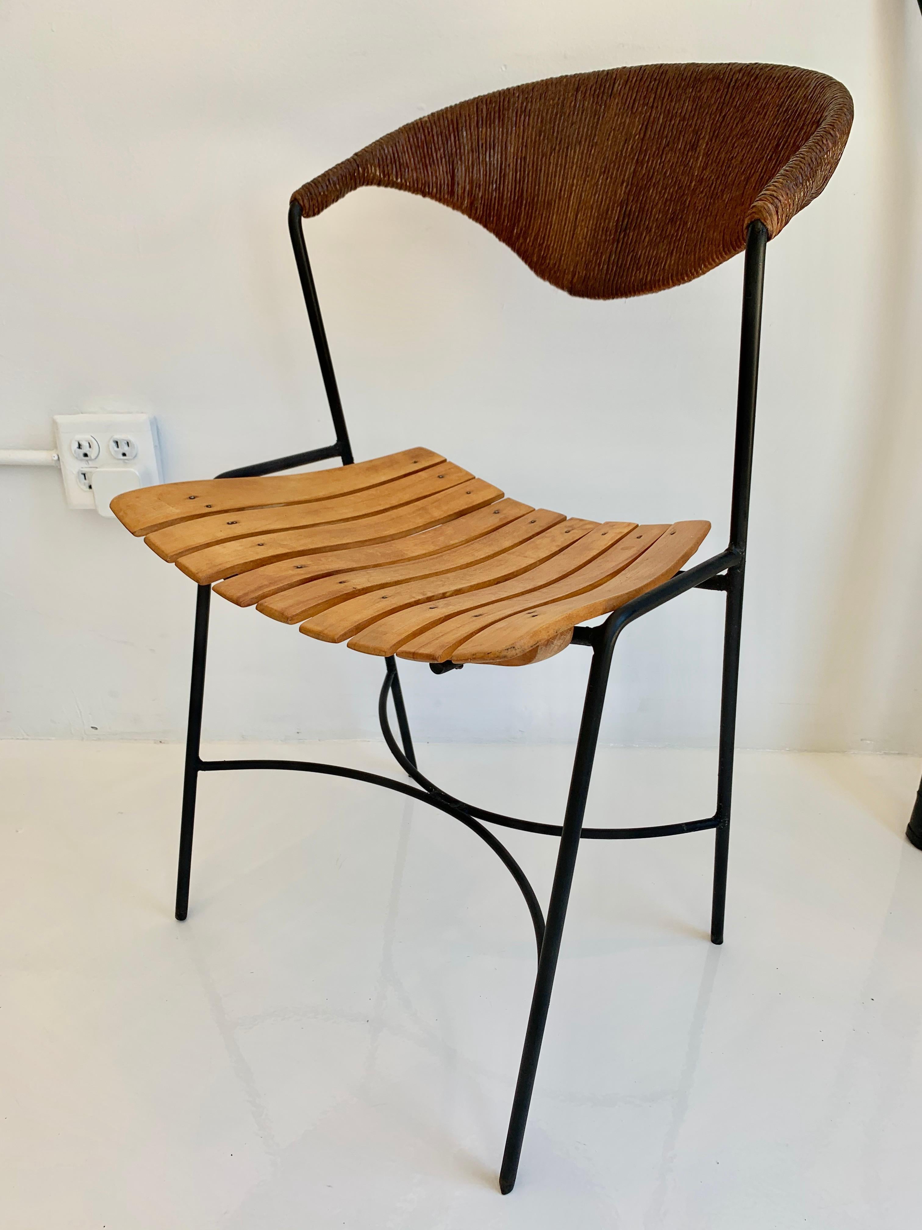Arthur Umanoff Wood and Rush Sculptural Chairs For Sale 3