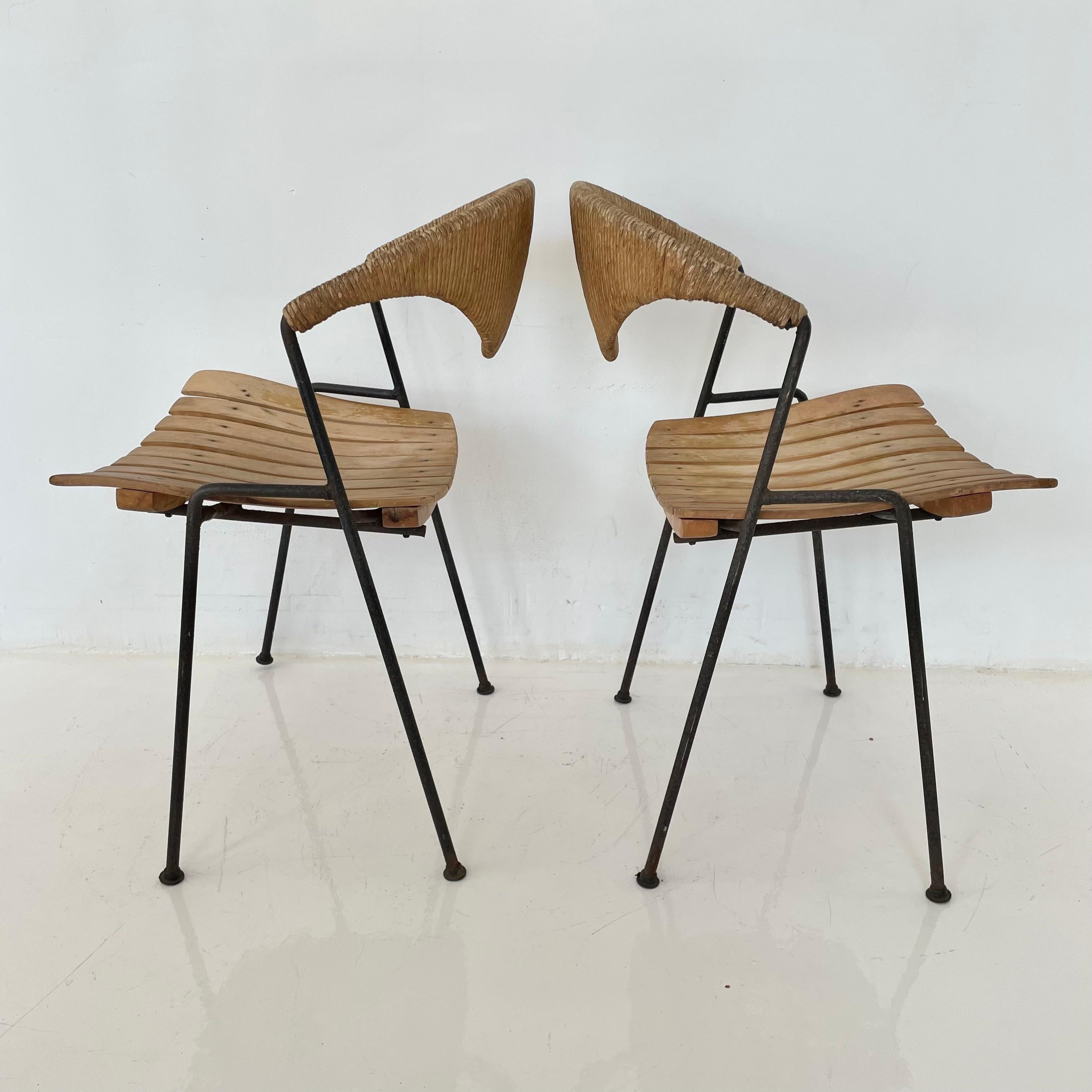 Arthur Umanoff Wood and Rush Sculptural Chairs For Sale 6