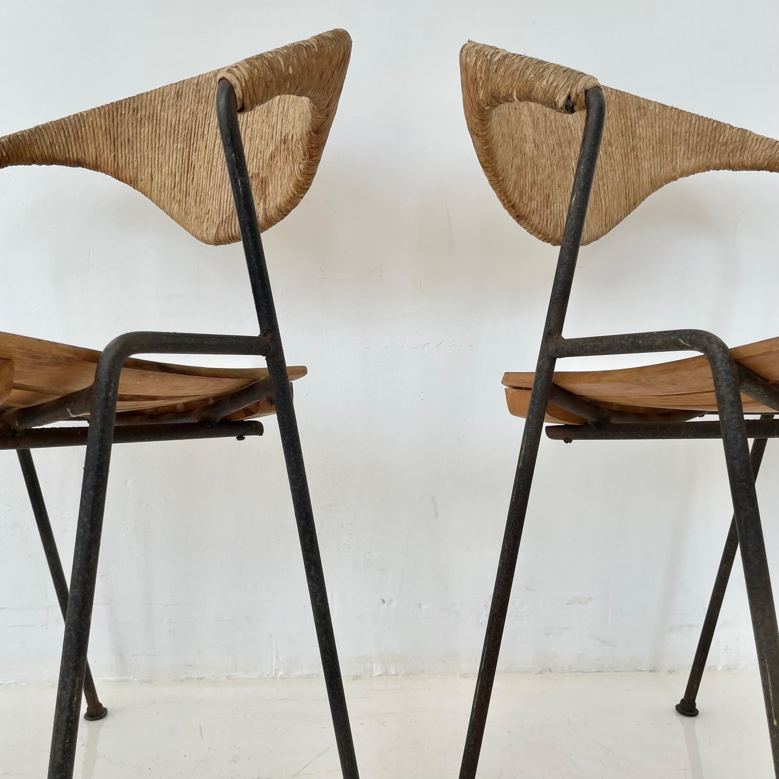 Arthur Umanoff Wood and Rush Sculptural Chairs For Sale 7