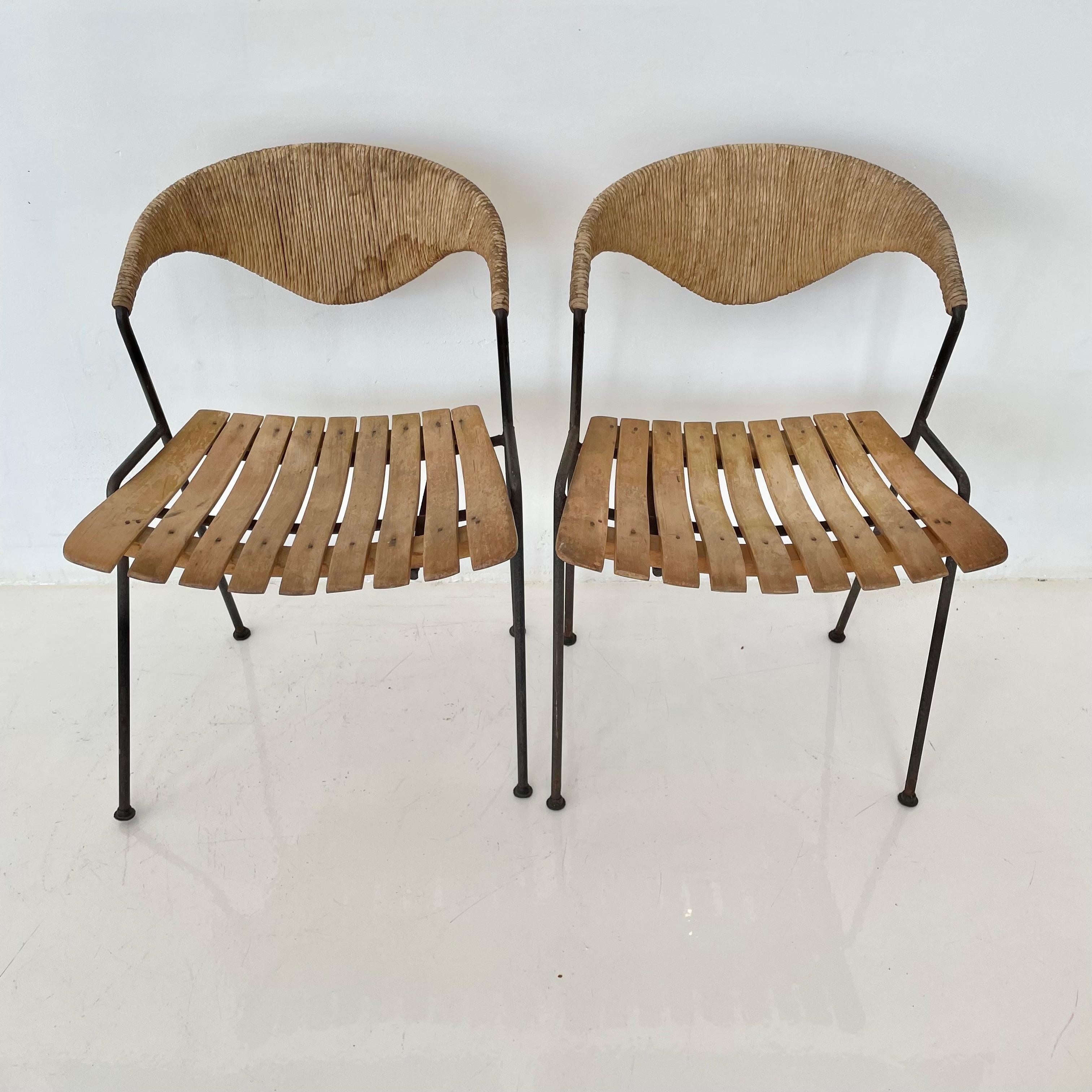 Arthur Umanoff Wood and Rush Sculptural Chairs For Sale 8