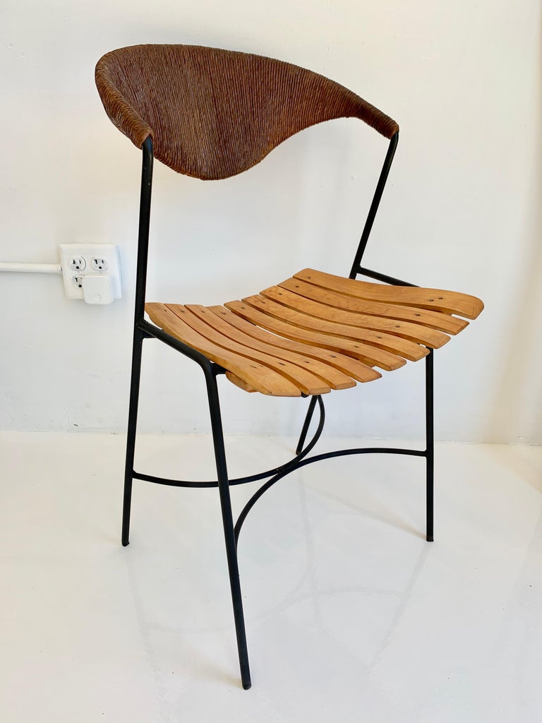 Arthur Umanoff Wood and Rush Sculptural Chairs In Good Condition For Sale In Los Angeles, CA