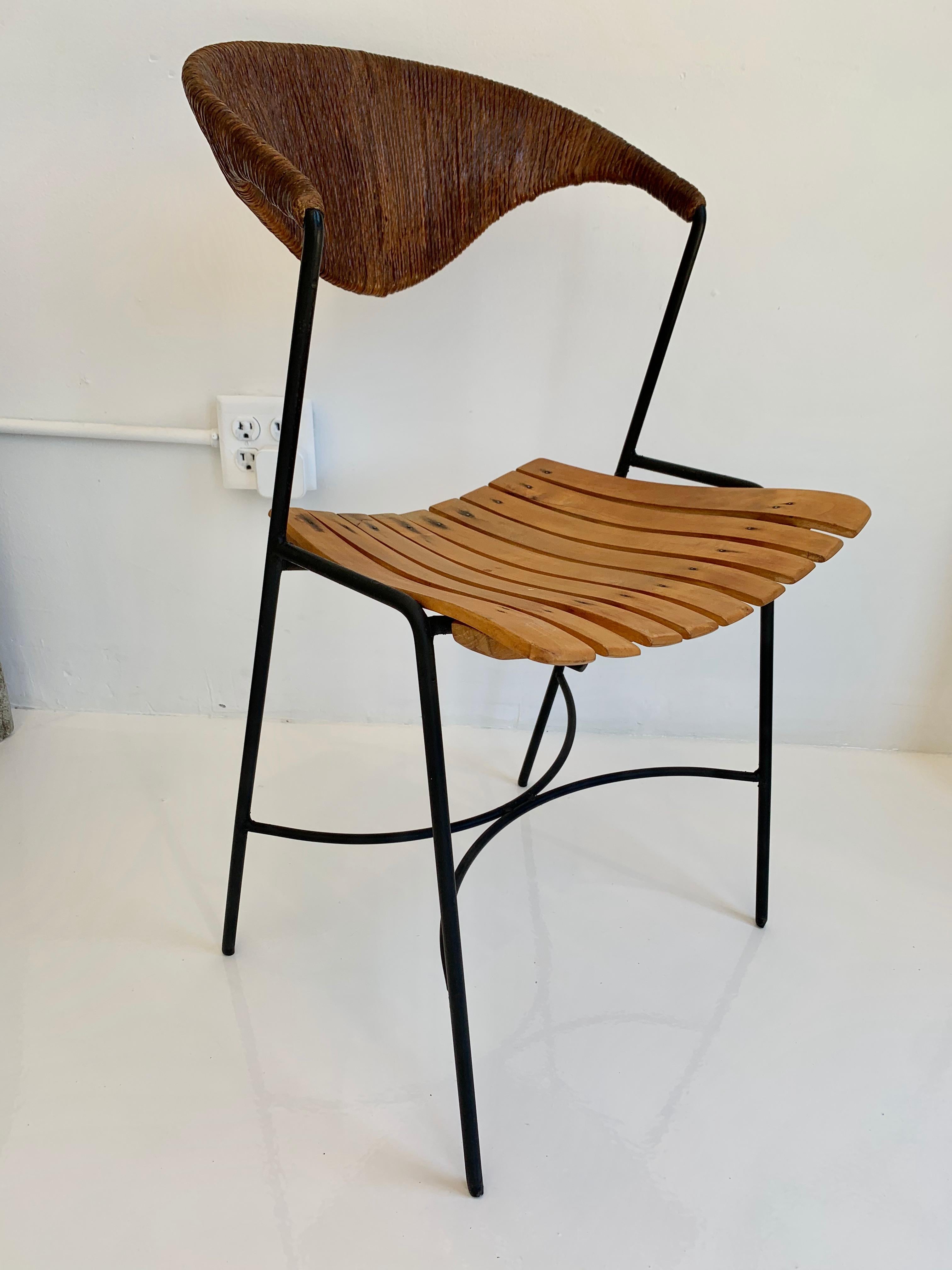 Mid-20th Century Arthur Umanoff Wood and Rush Sculptural Chairs For Sale