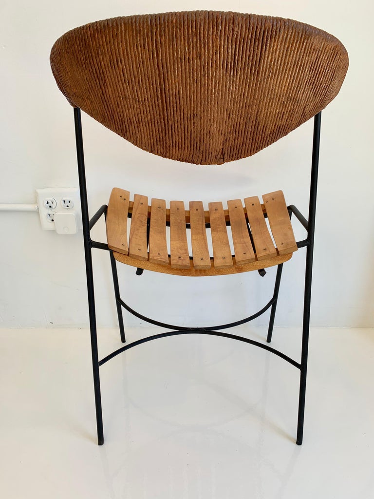 Arthur Umanoff Wood and Rush Sculptural Chairs For Sale 4