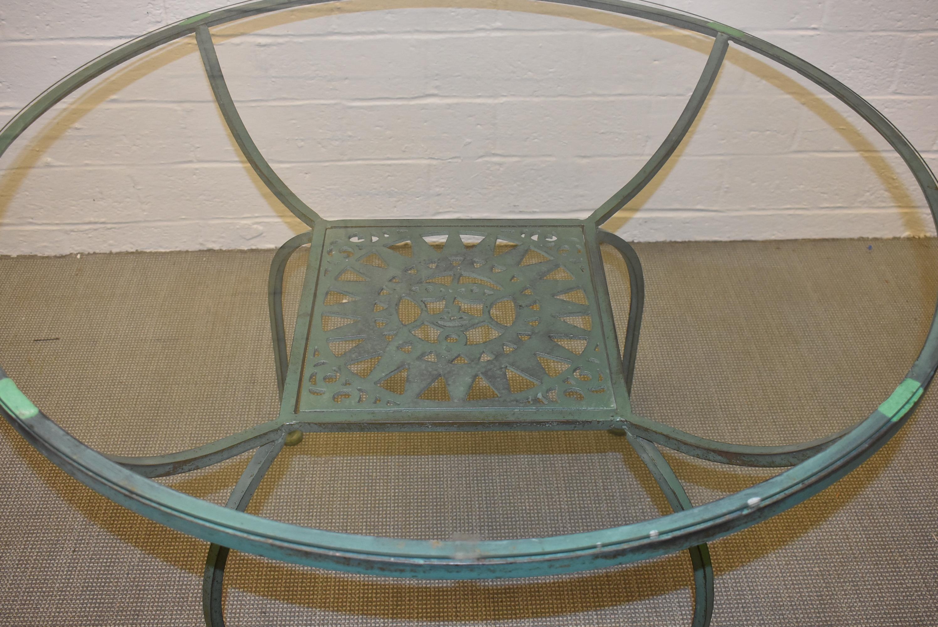 Mid-Century Modern Arthur Umanoff Wrought Iron Mayan Sun Patio Set For Sale