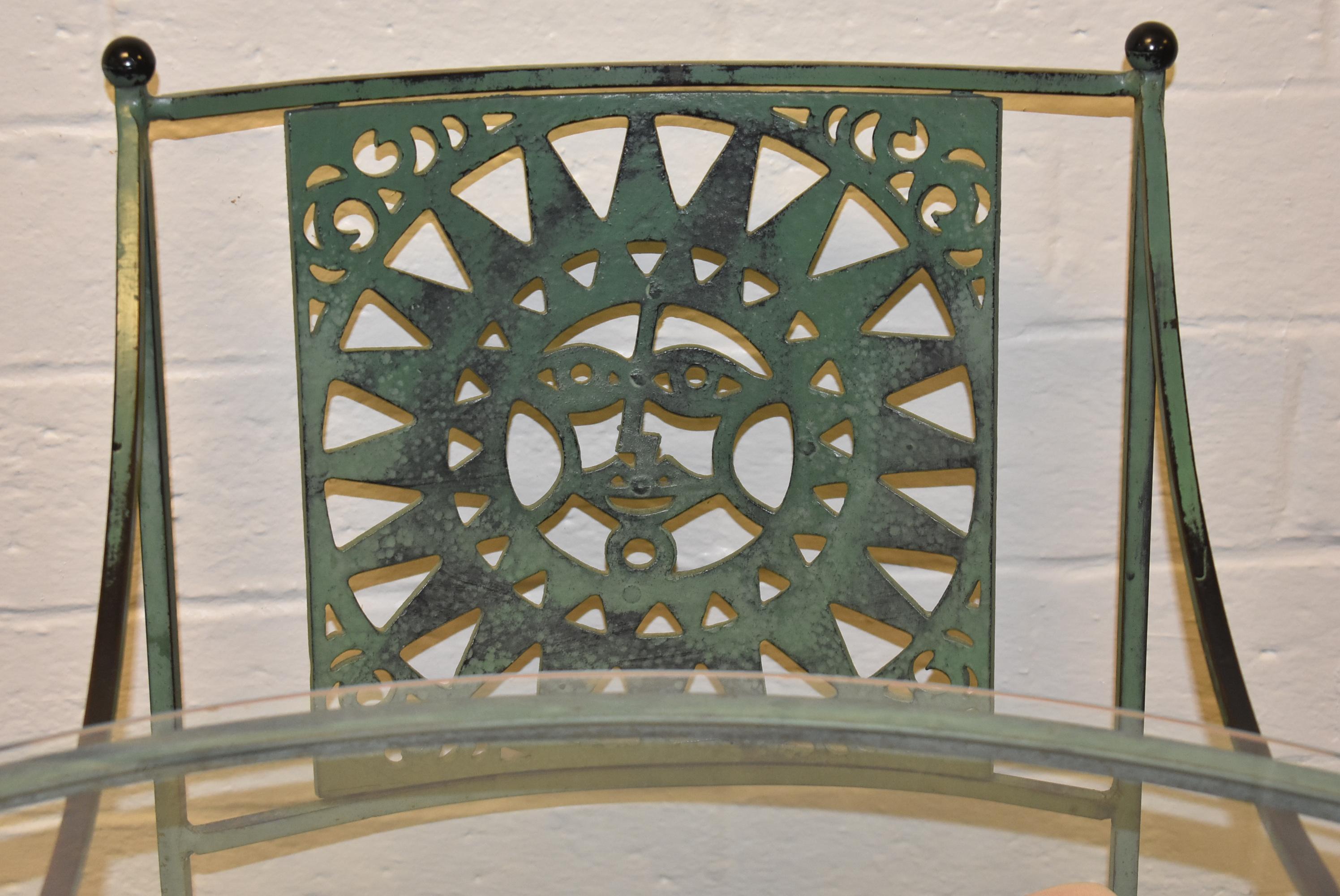 Arthur Umanoff Wrought Iron Mayan Sun Patio Set In Good Condition For Sale In Toledo, OH