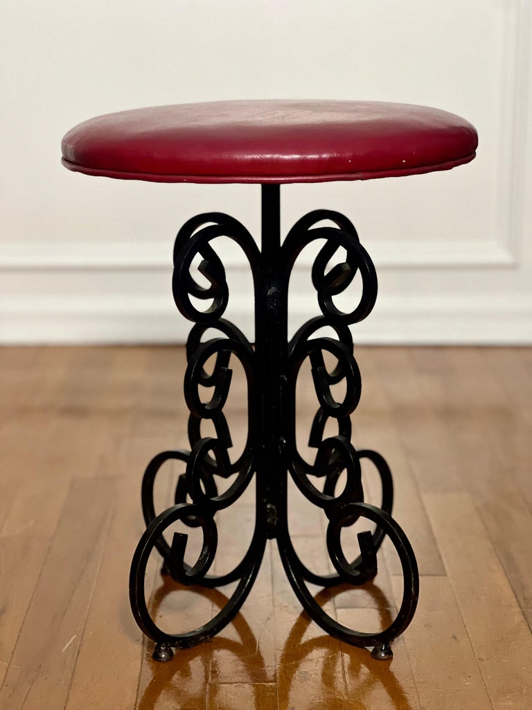 Arthur Umanoff Wrought Iron Stools, Set of For Sale at 1stDibs