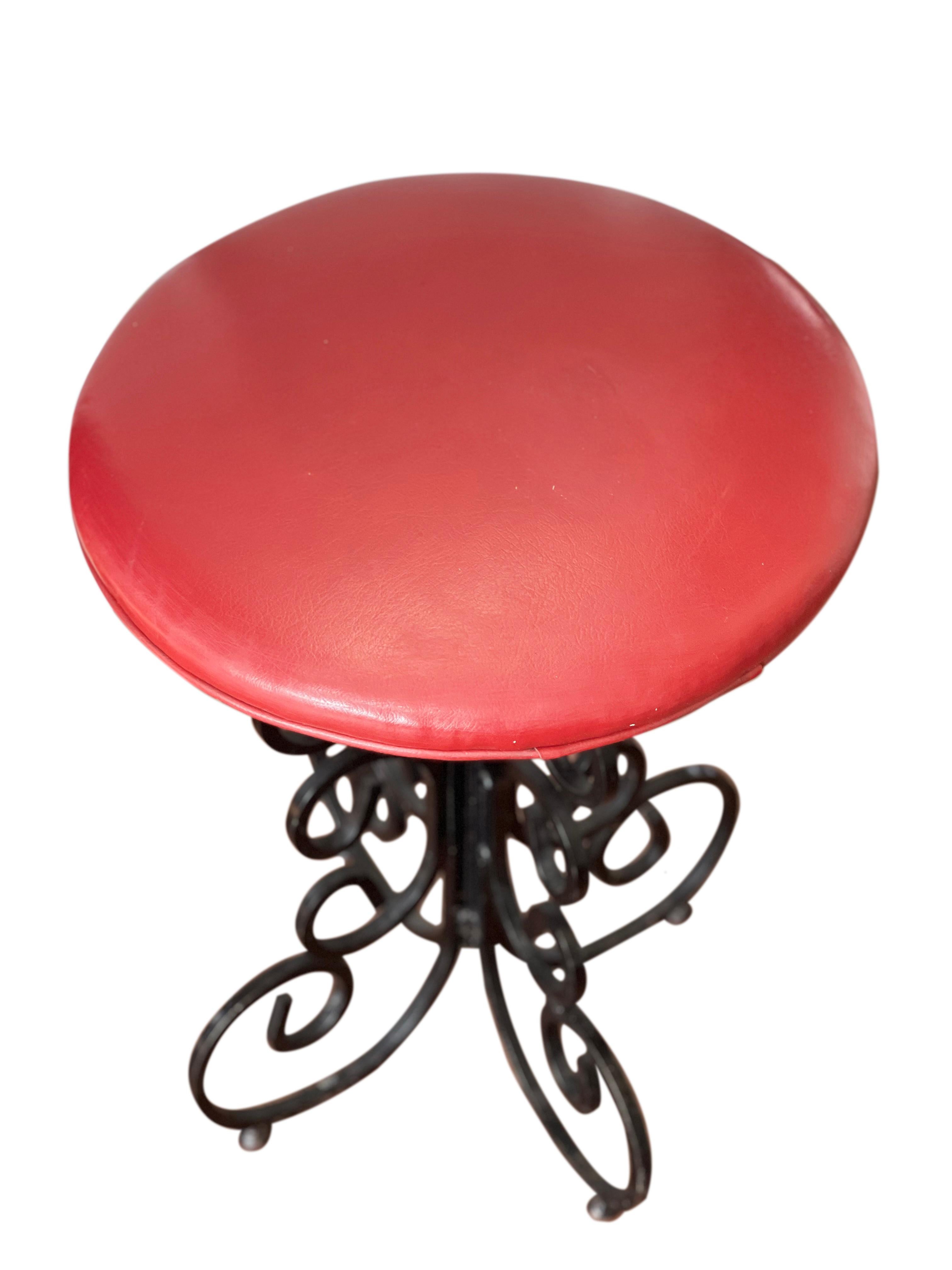 Arthur Umanoff Wrought Iron Stools, Set of 4 In Good Condition For Sale In Doylestown, PA