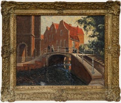 Arthur Victor Coverley-Price (1901-1988) - Gerahmtes Öl von 1939, Eine Brücke in Delft