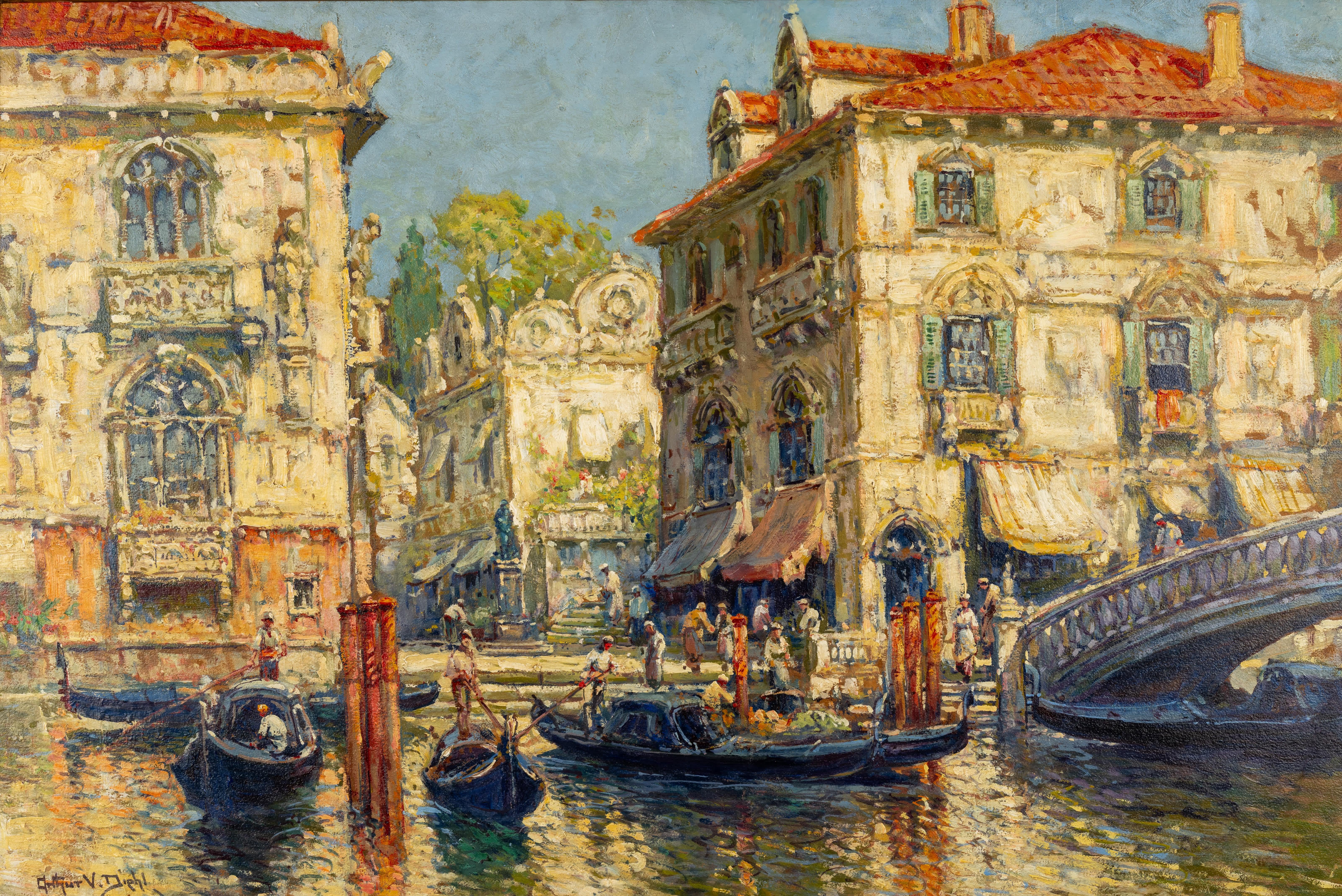Canale veneziano - Painting di Arthur Vidal Diehl