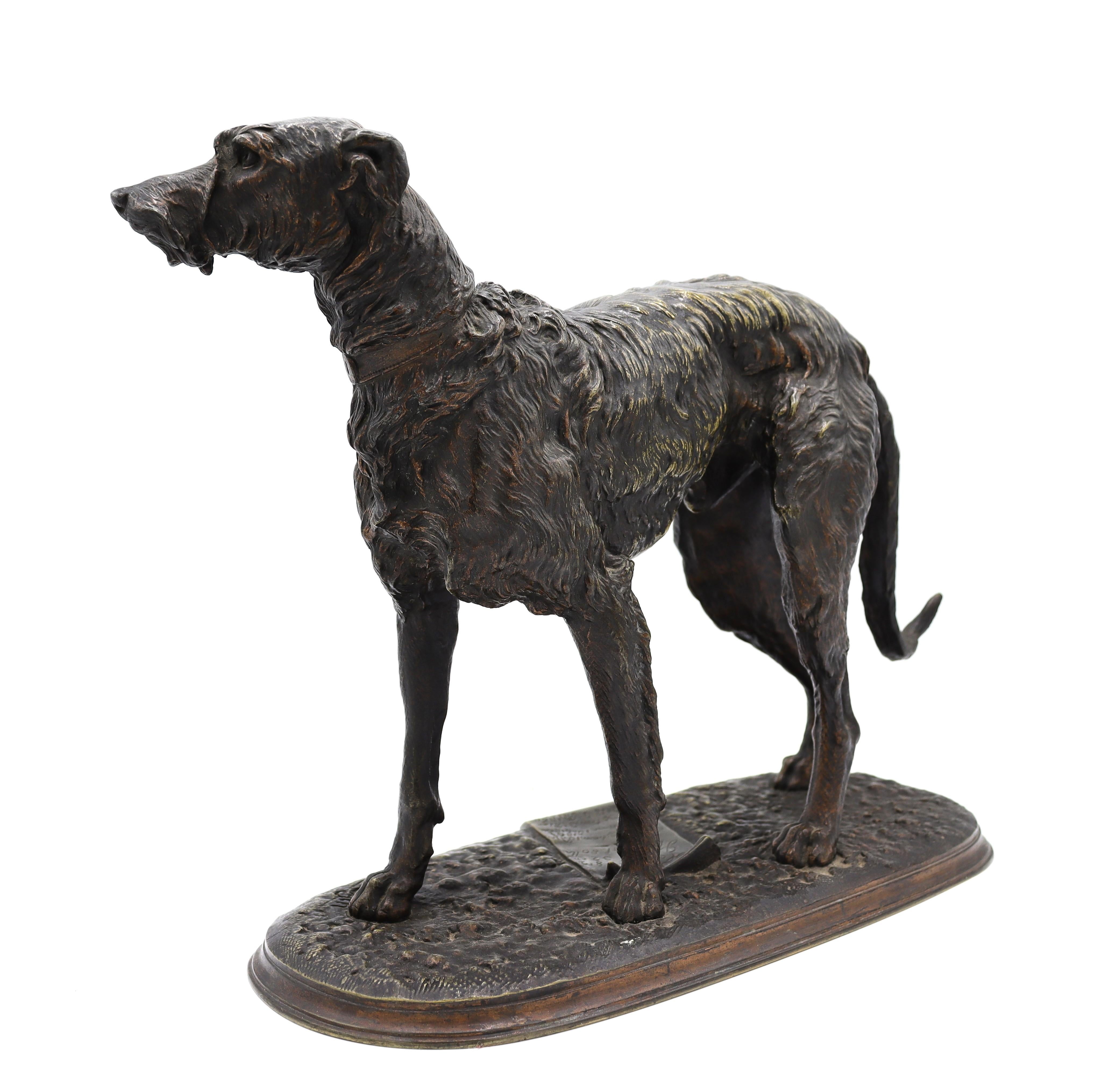 A 19th century bronze sculpture of an Irish Wolfhound dog - Sculpture by Arthur Waagen 