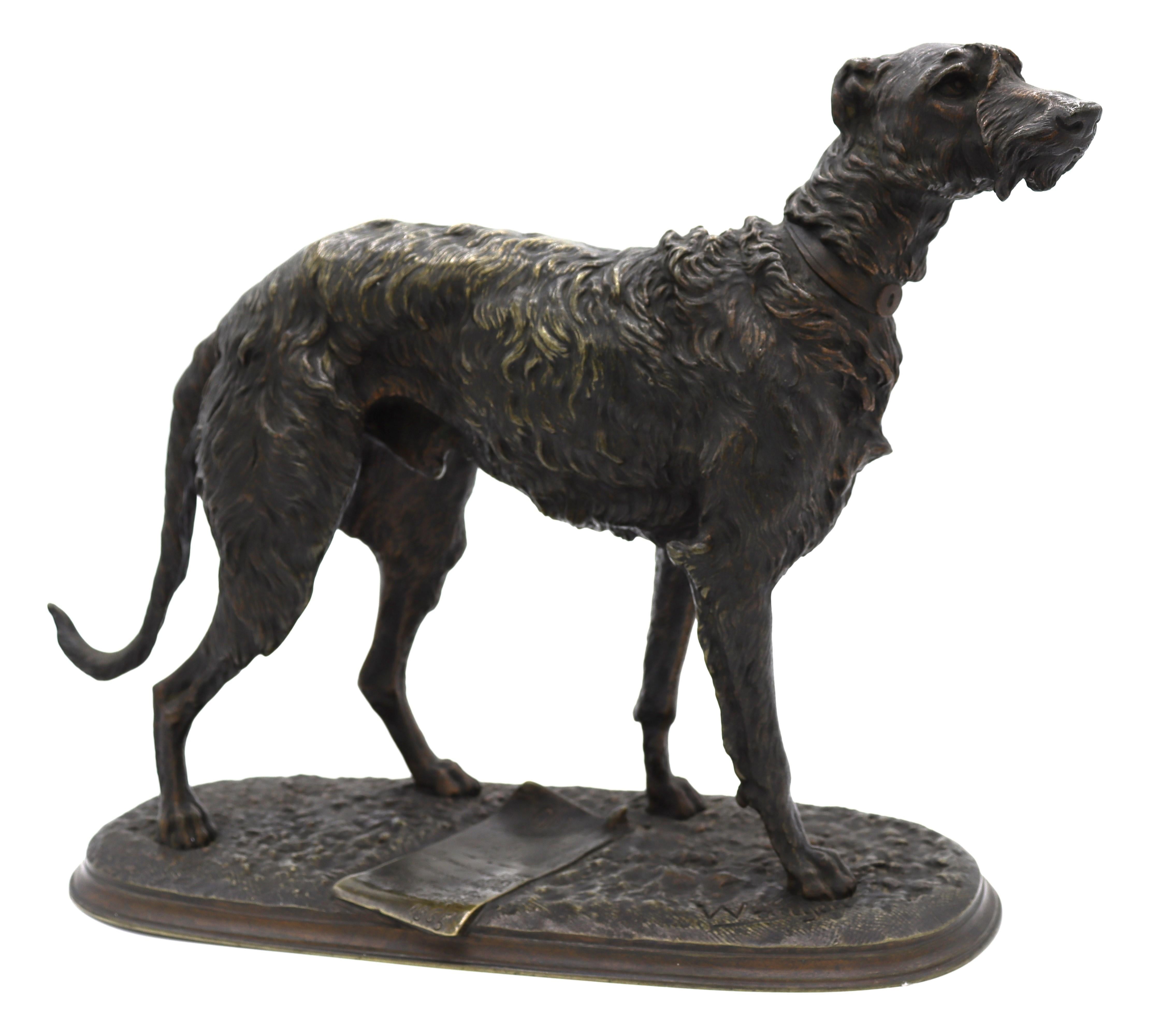 A 19th century bronze sculpture of an Irish Wolfhound dog