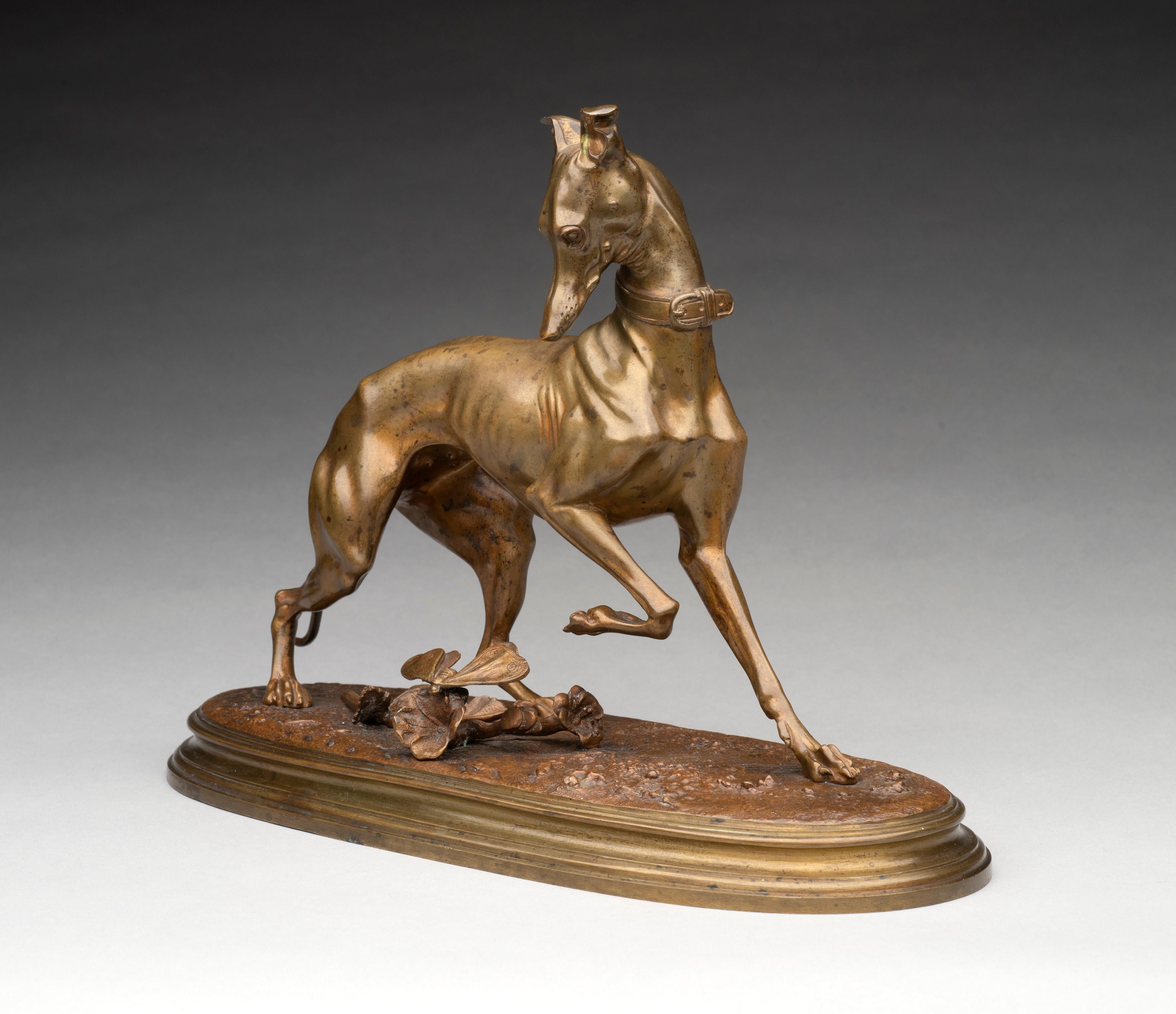 "Whippet with a Butterfly"- Bronze Dog Figure- Arthur Waagen (1833-1898) 2 of 2
