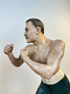 John L. Sullivan, James J. Corbett, par de esculturas de boxeadores pintadas a color