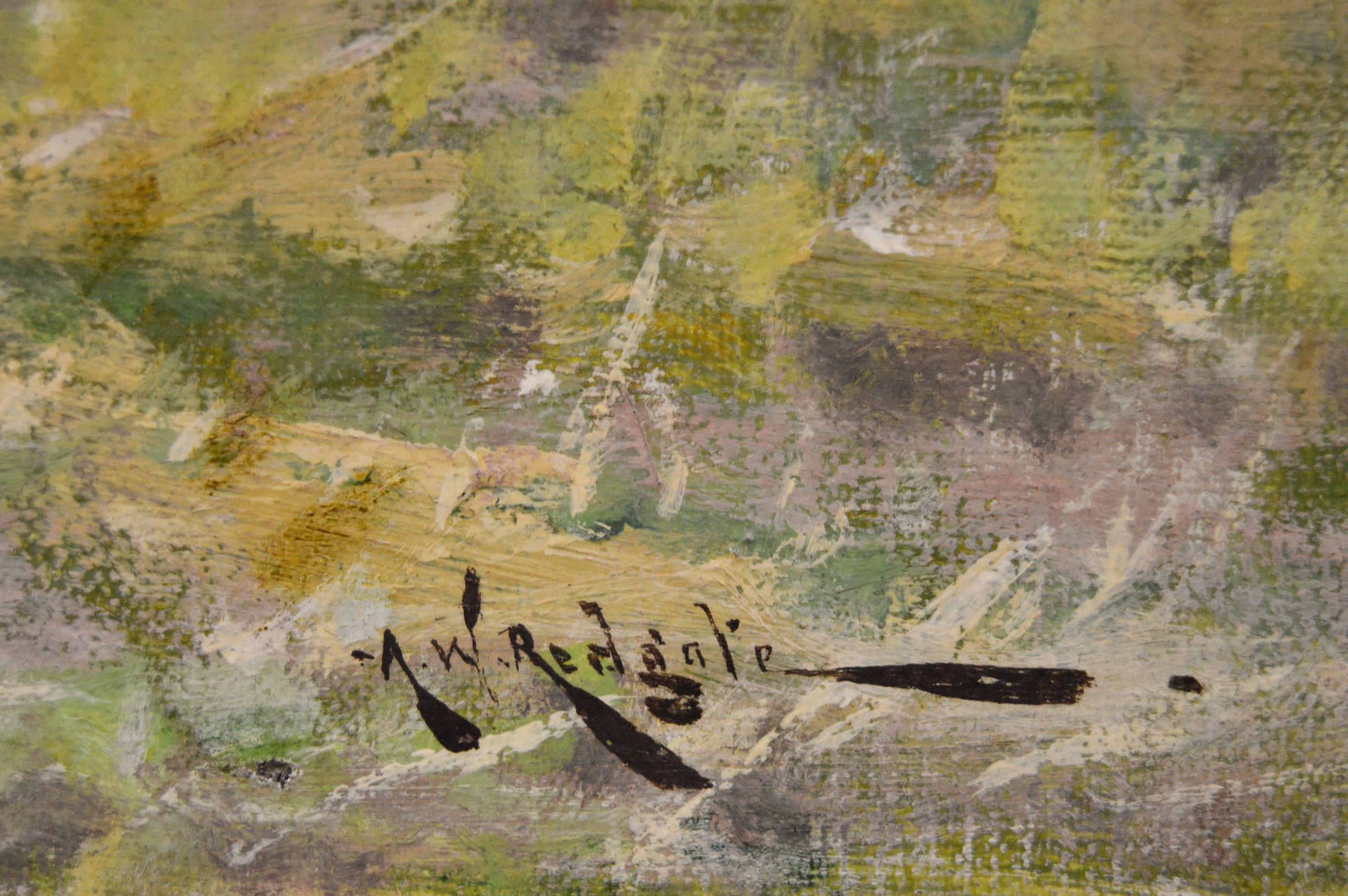 19th Century landscape oil painting of a harvest For Sale 2