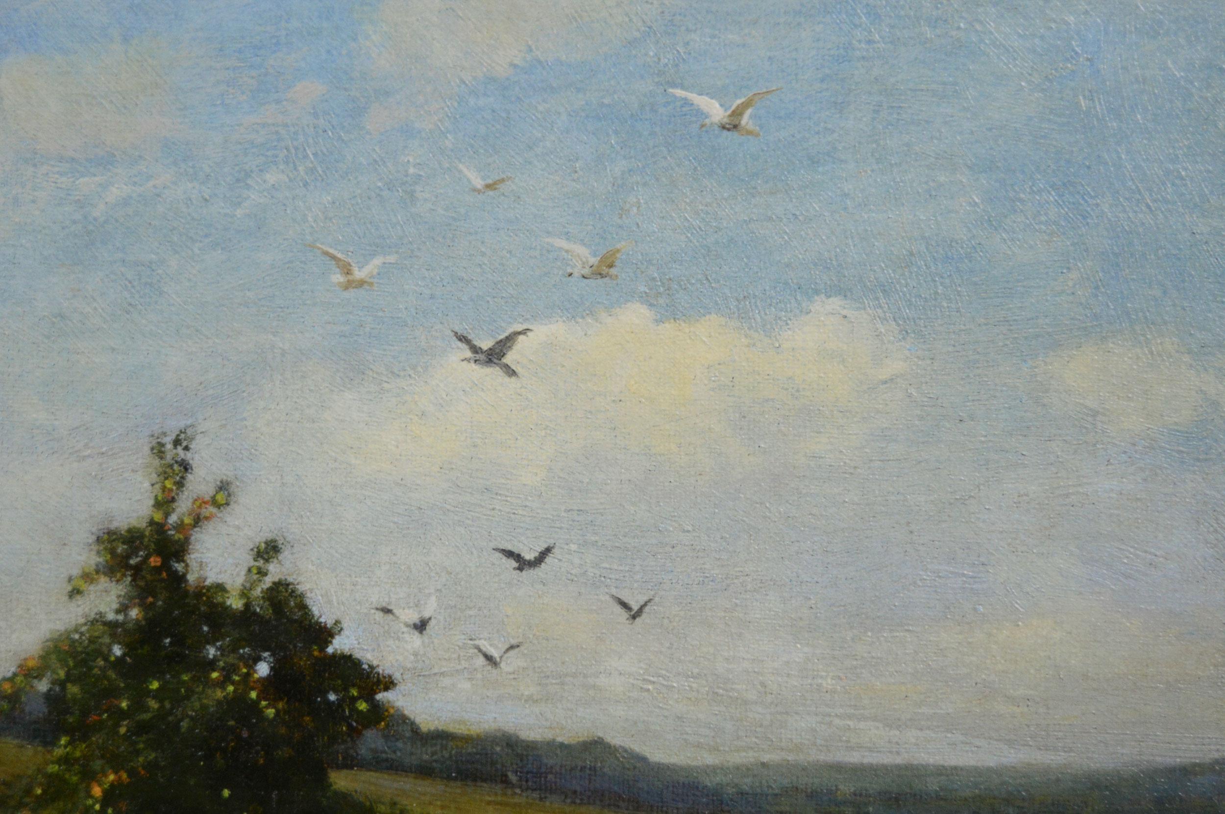 Peinture à l'huile du 19e siècle représentant une oie dans un cornfield du Nottinghamshire en vente 1