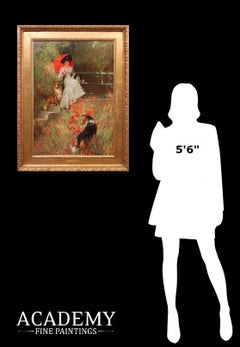 Vigilanza, fedeltà e devozione - Pittura ad olio del XIX secolo Società Bellezza e Cani