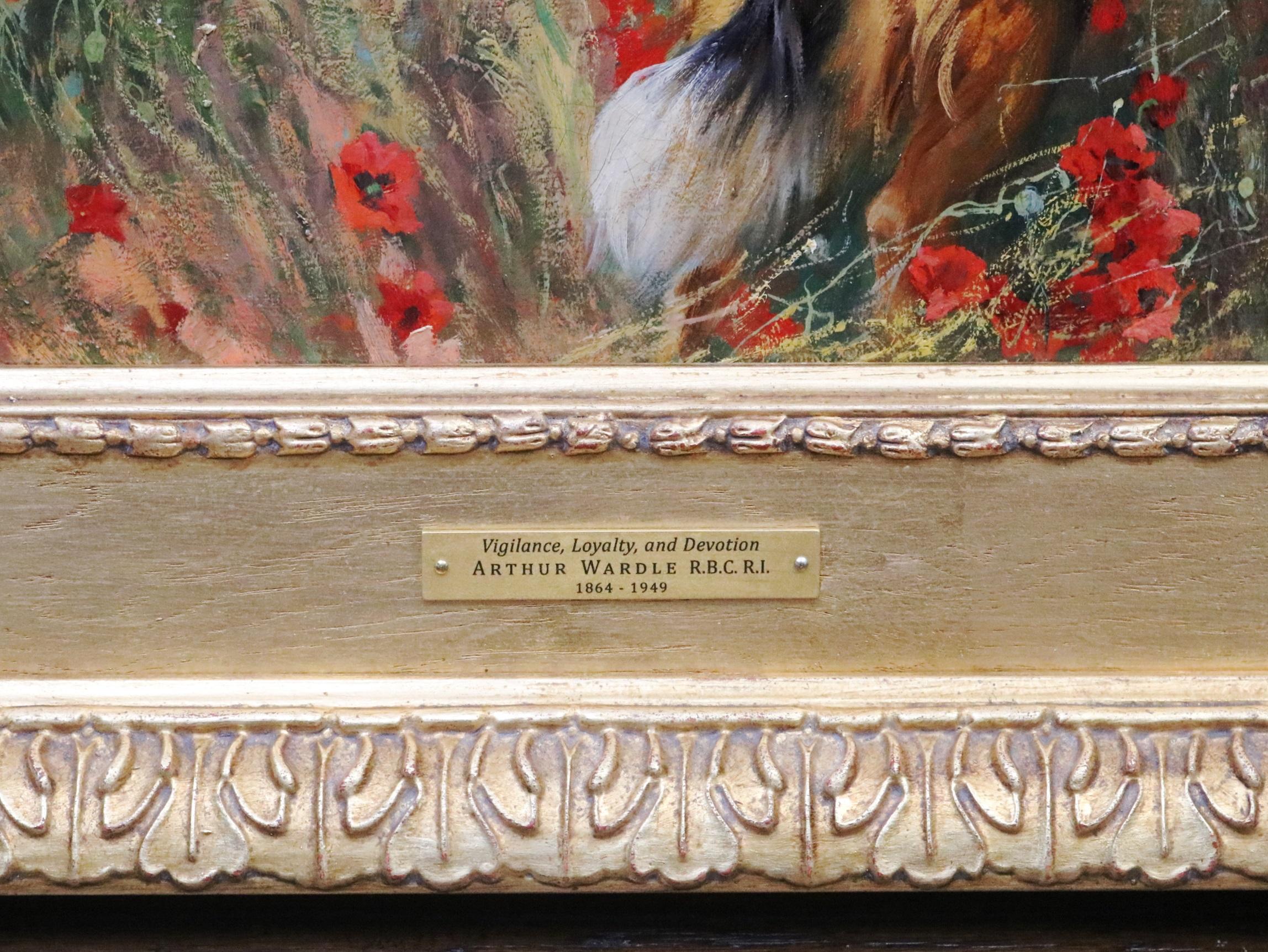 Vigilance Loyalty Devotion - Edwardian Oil Painting of Society Beauty & her Dogs 10
